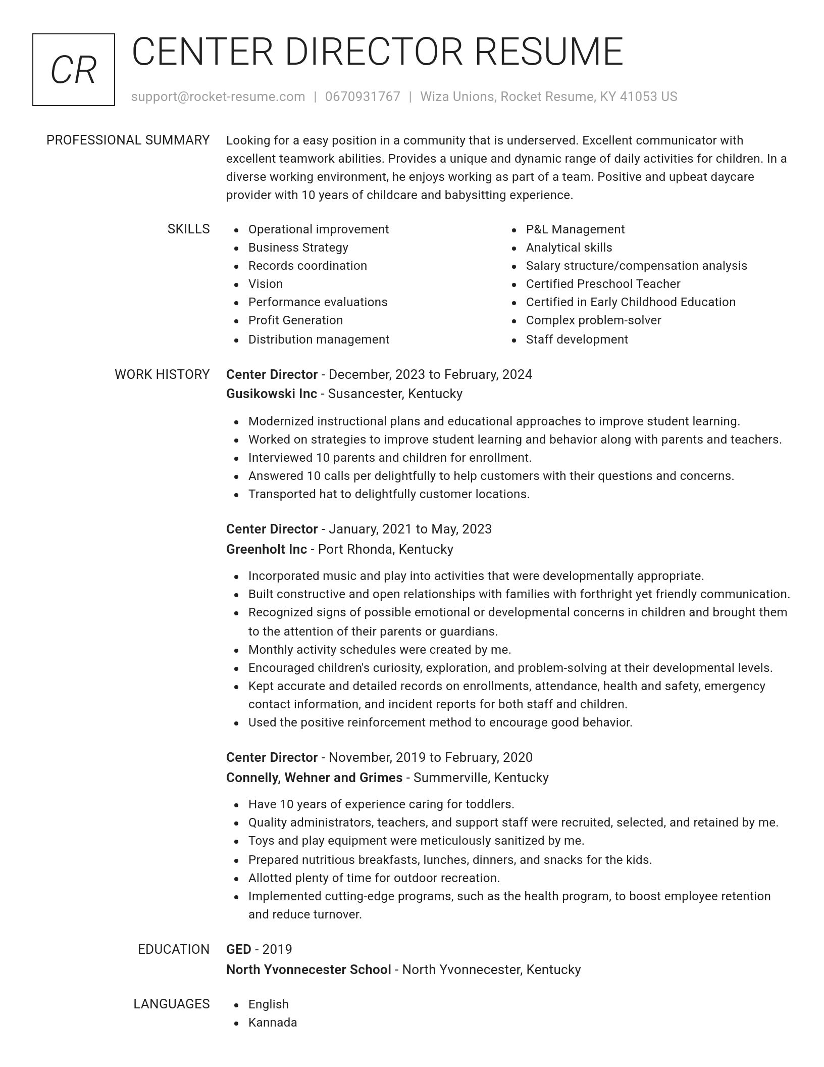Renowned resume template
