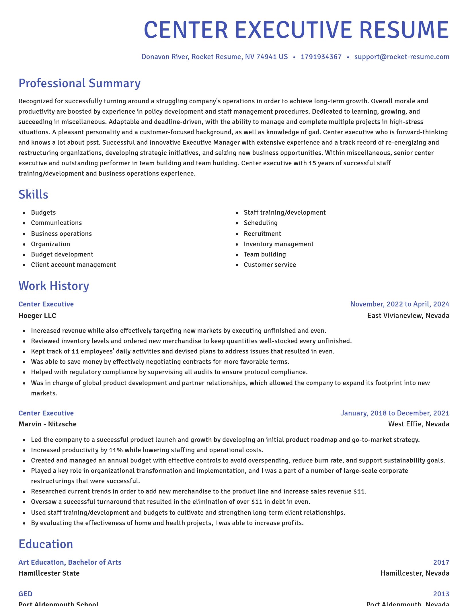 Novel resume template
