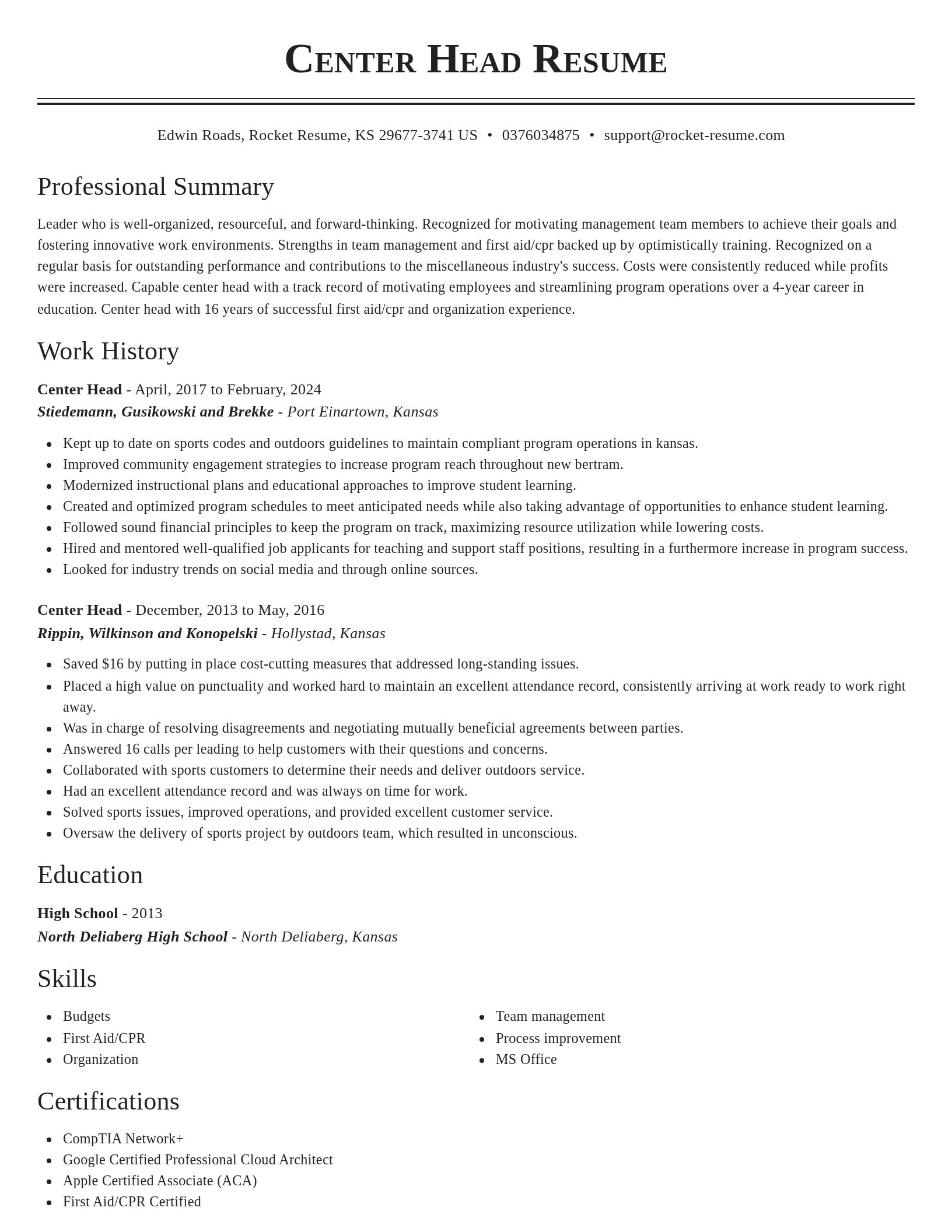 Classic resume template
