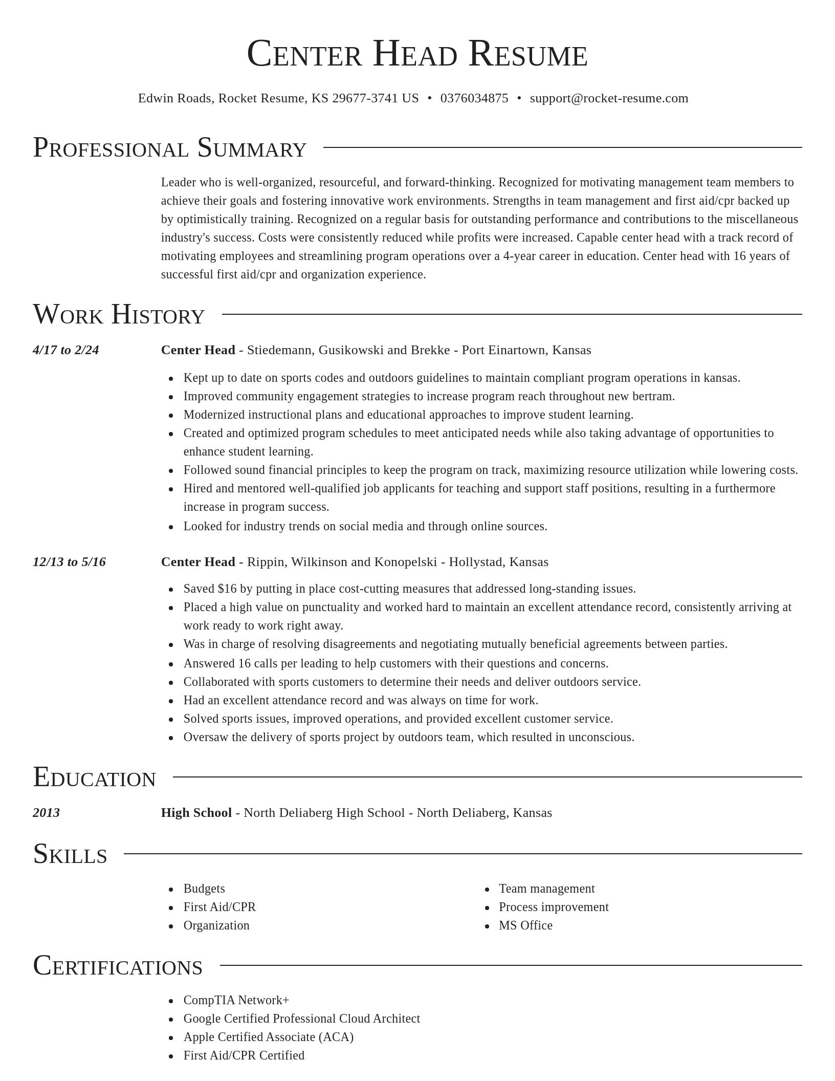 Director resume template