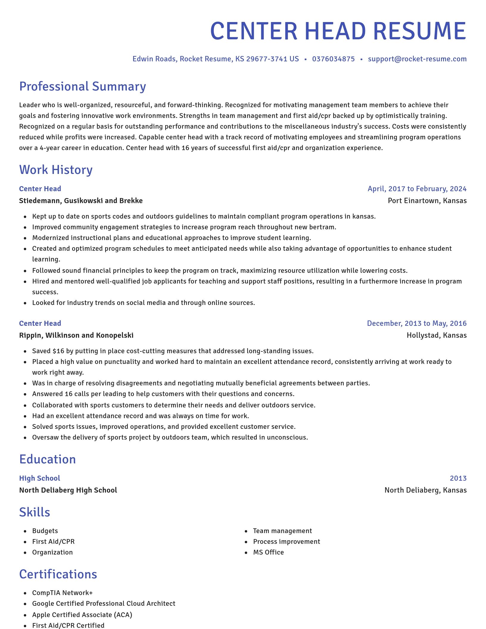 Novel resume template