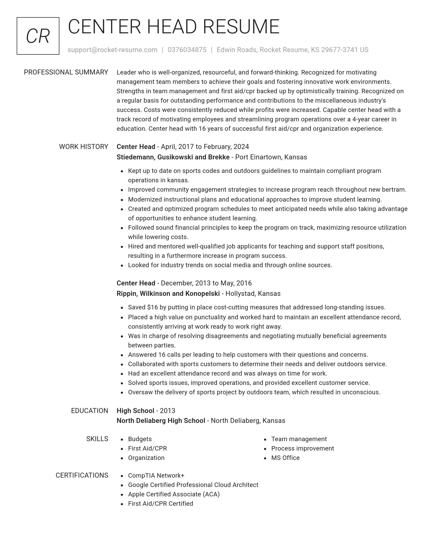 Renowned resume template