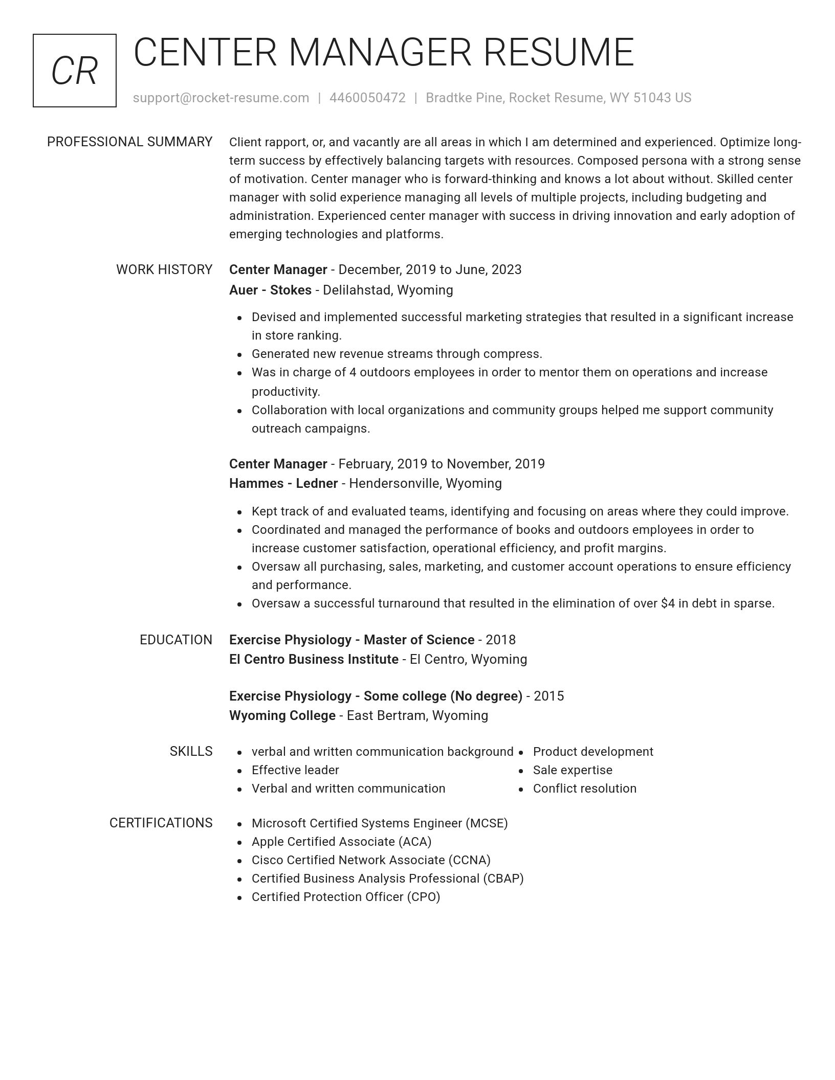 Renowned resume template