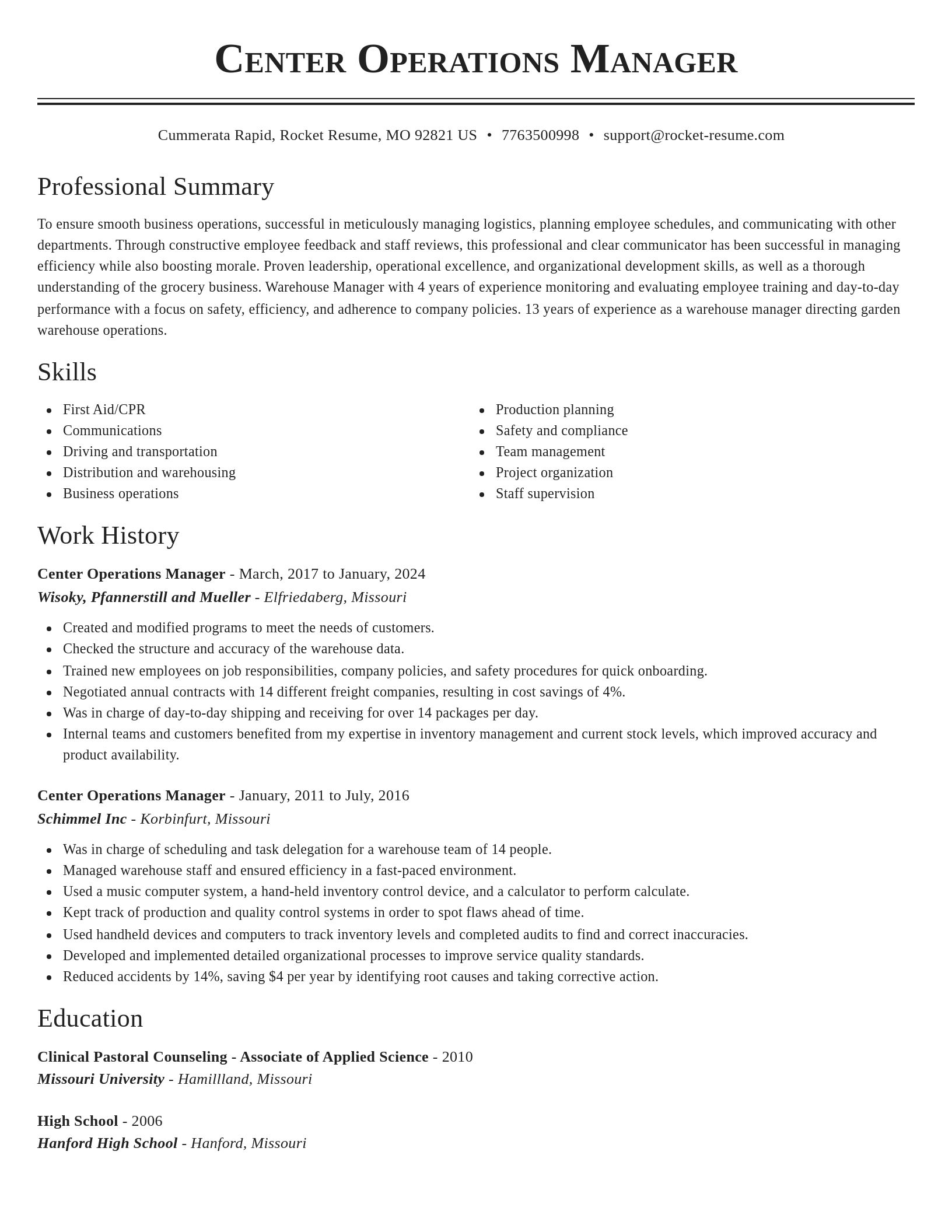Classic resume template