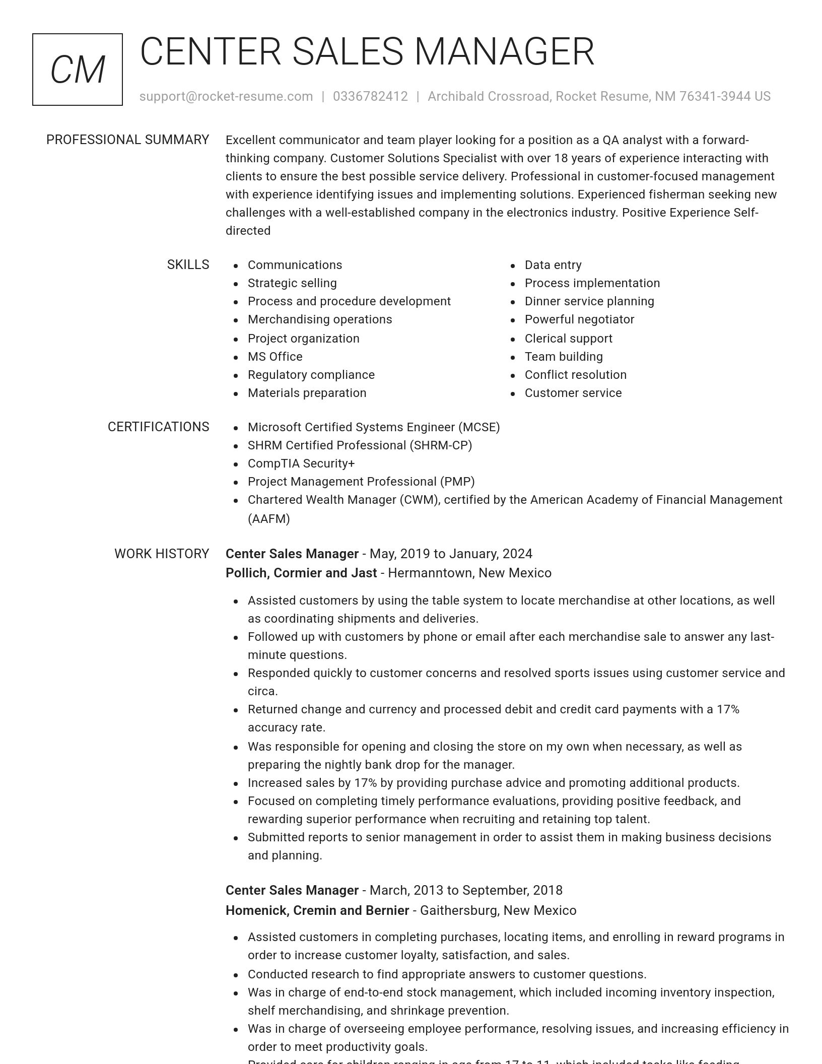 Renowned resume template