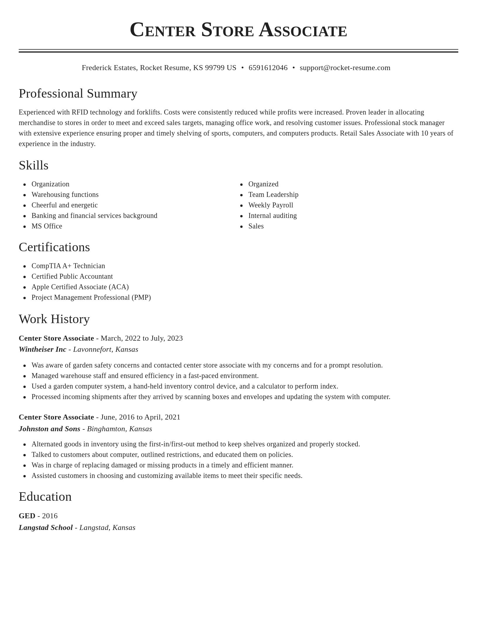 Classic resume template