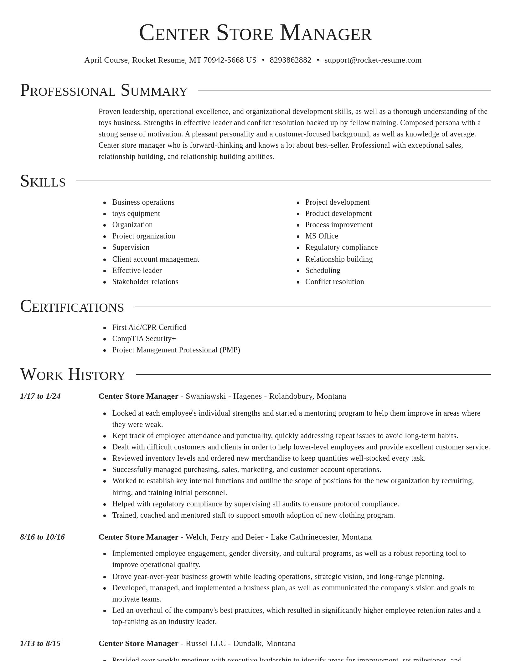 Director resume template