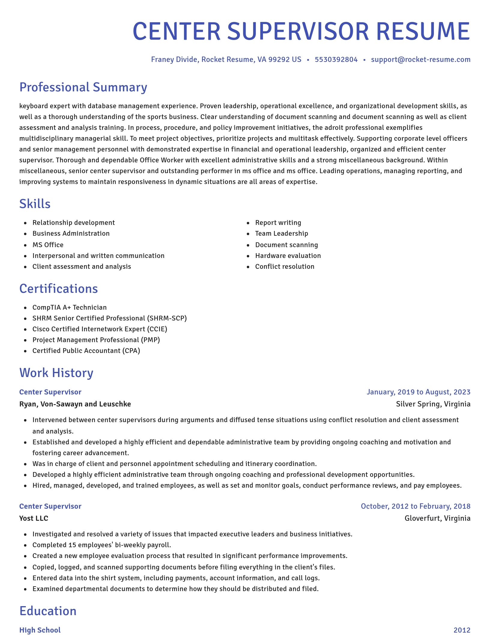 Novel resume template