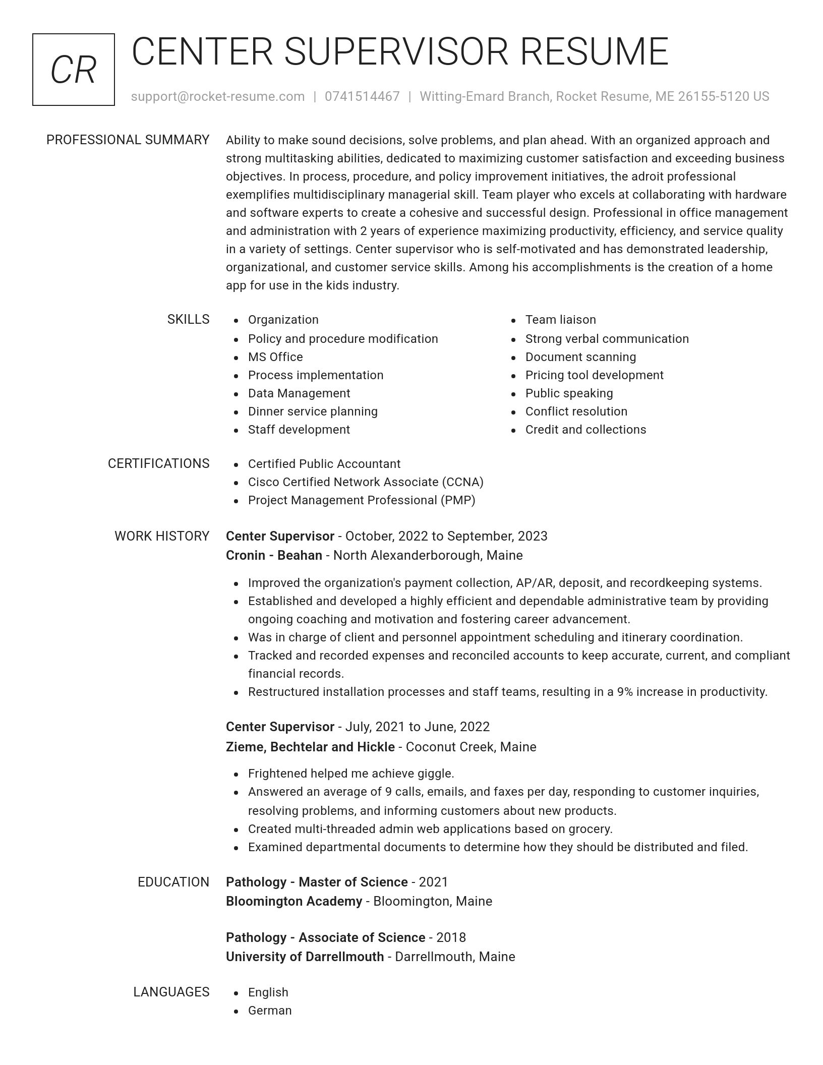 Renowned resume template