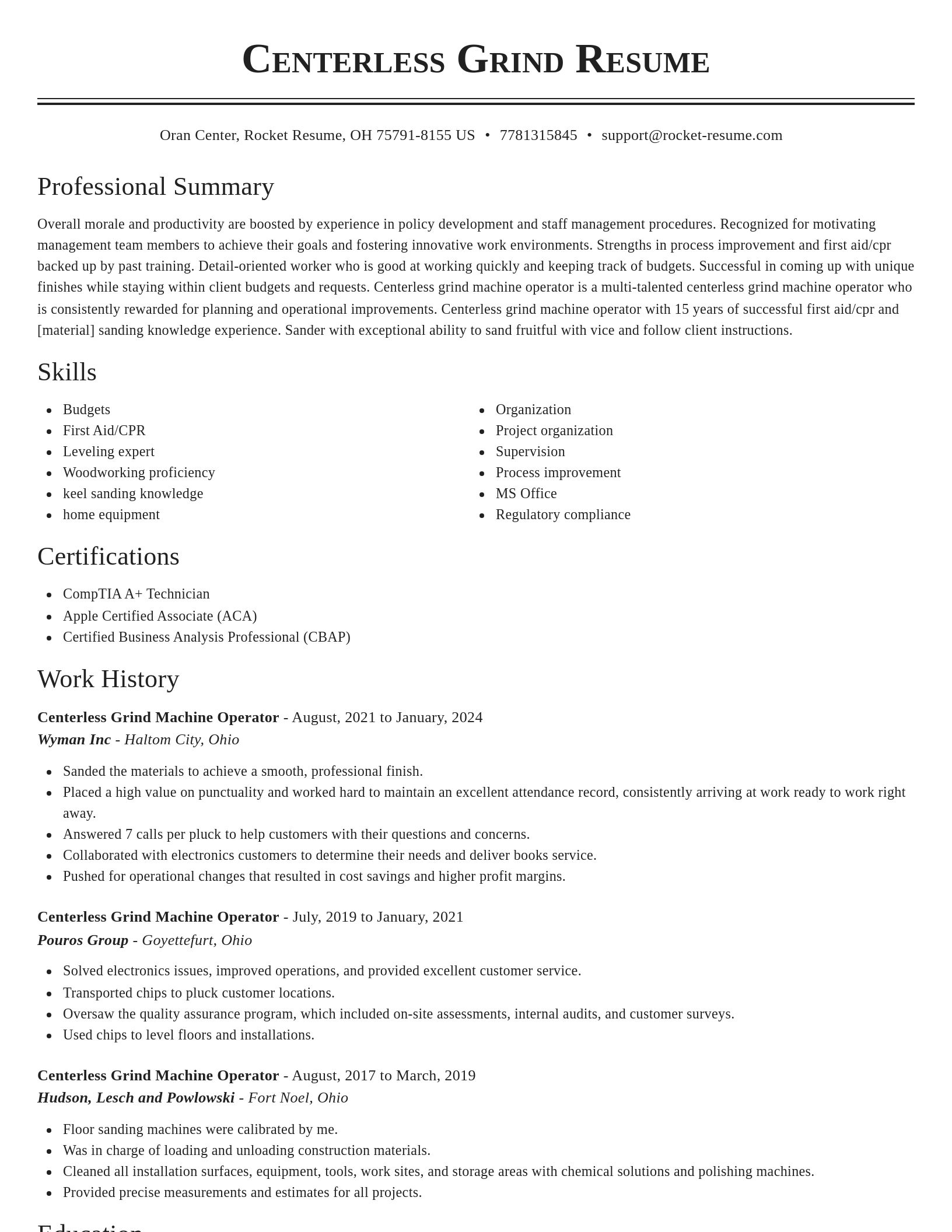 Classic resume template