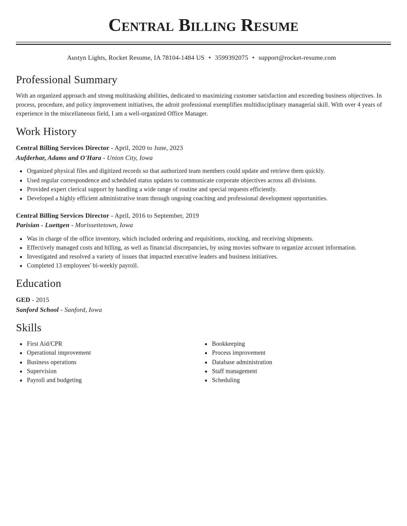 Classic resume template