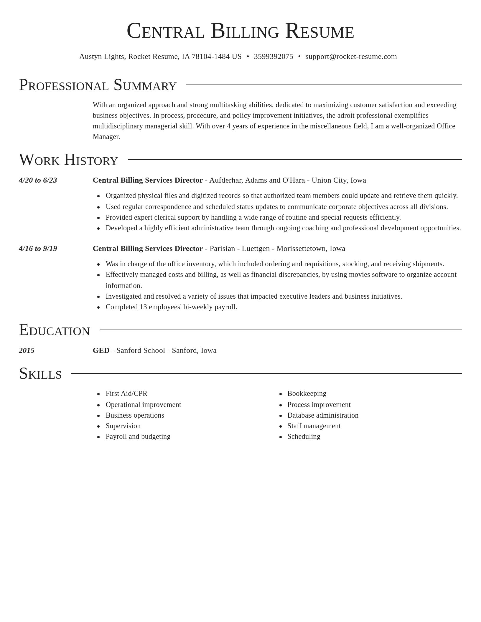 Director resume template