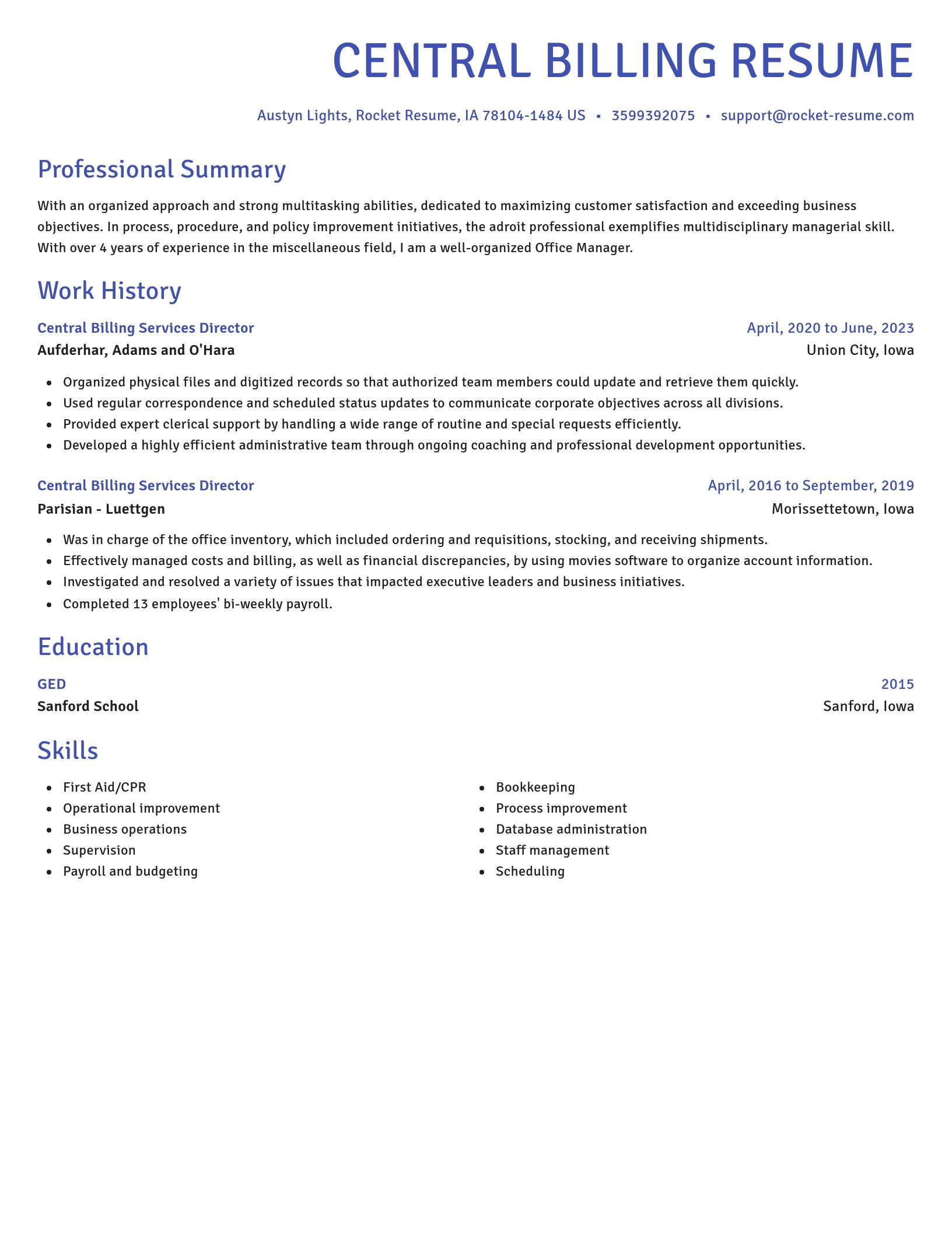 Novel resume template