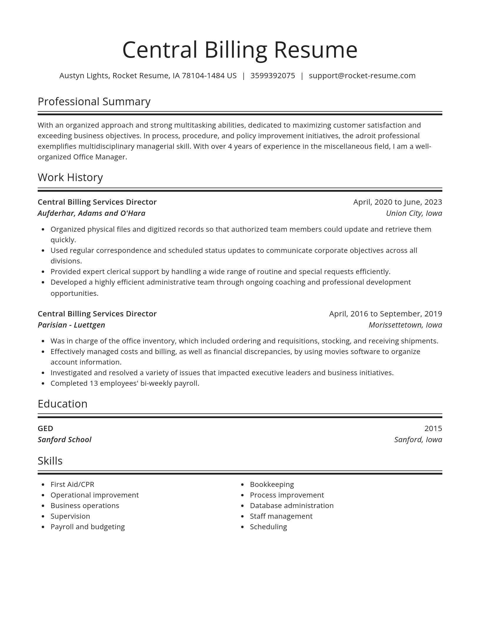 Spotlight resume template