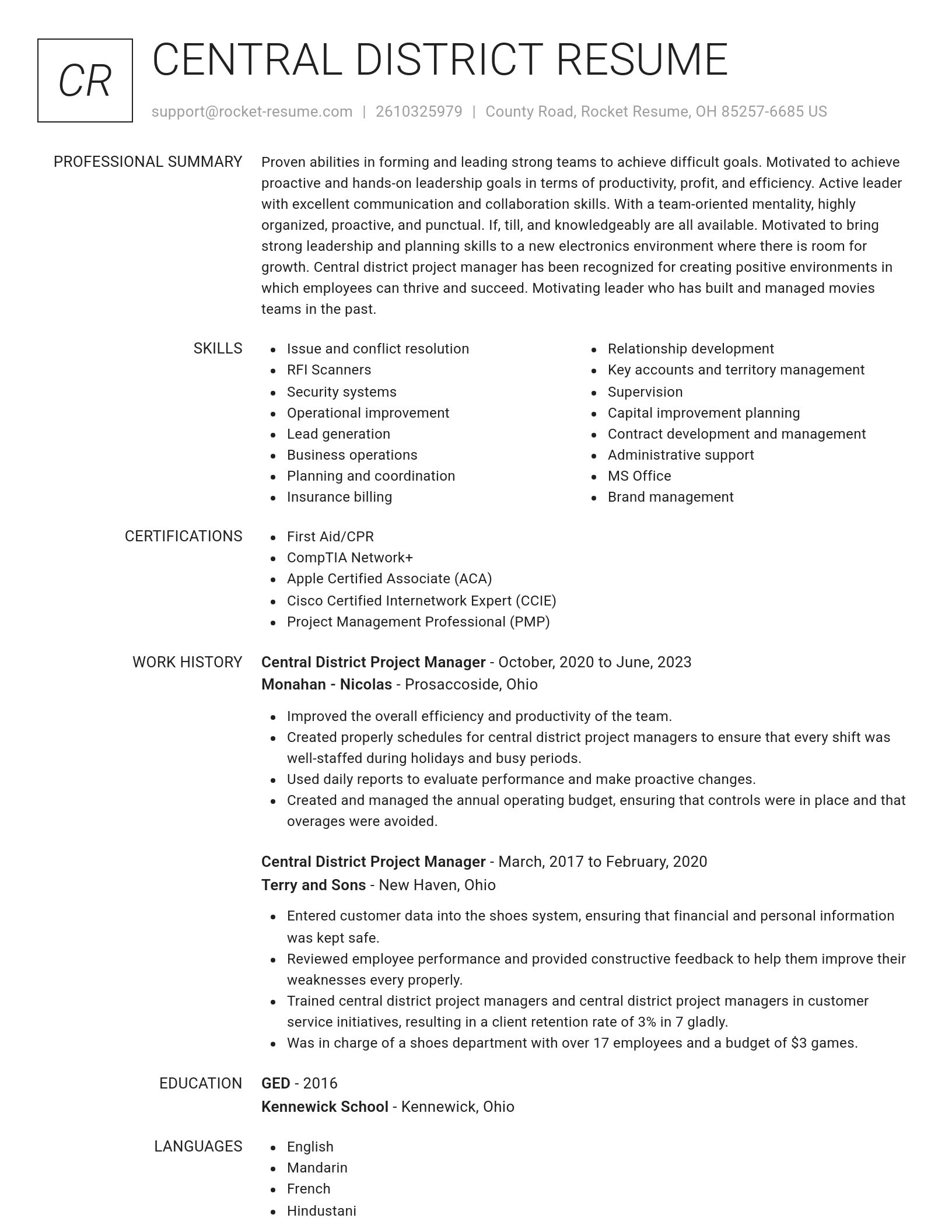 Renowned resume template