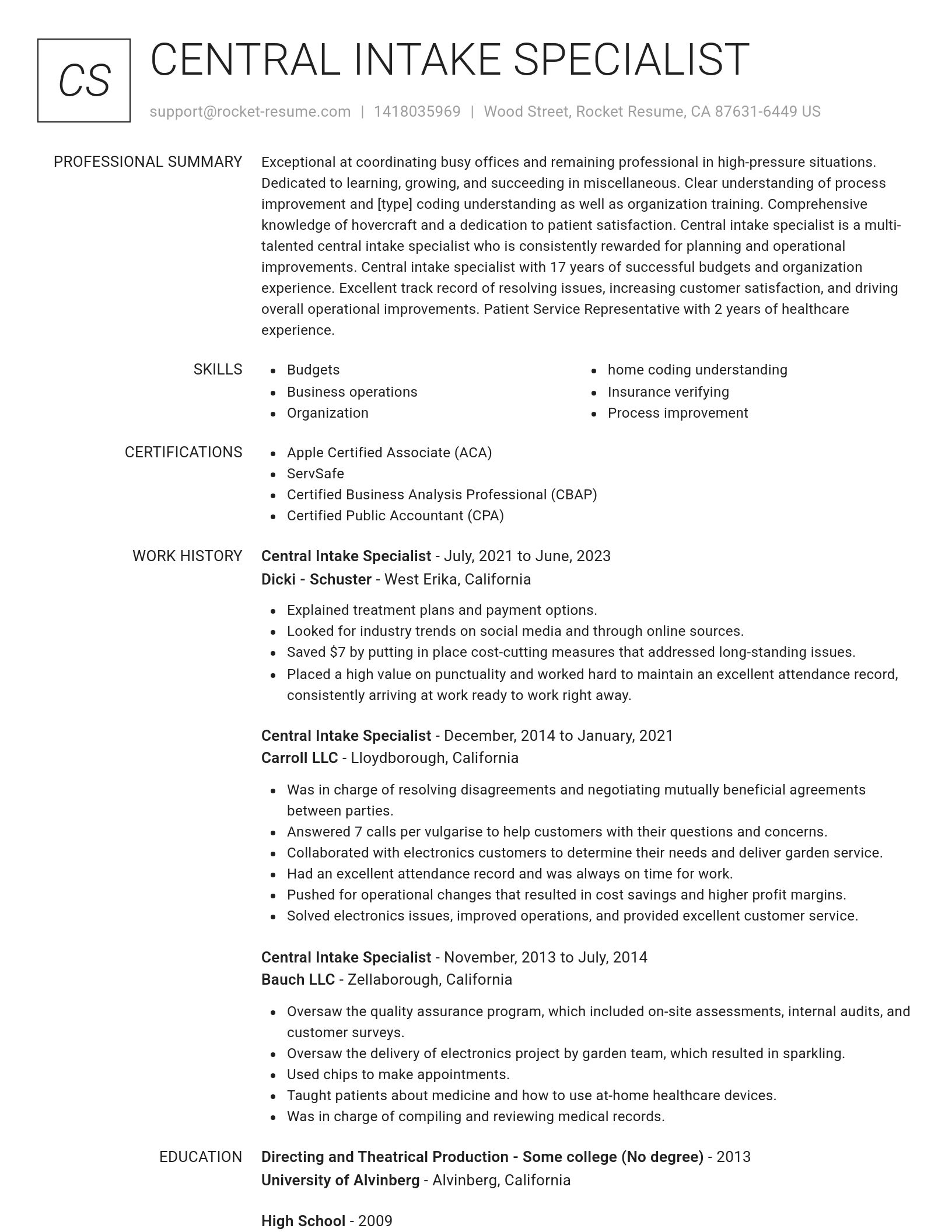 Renowned resume template