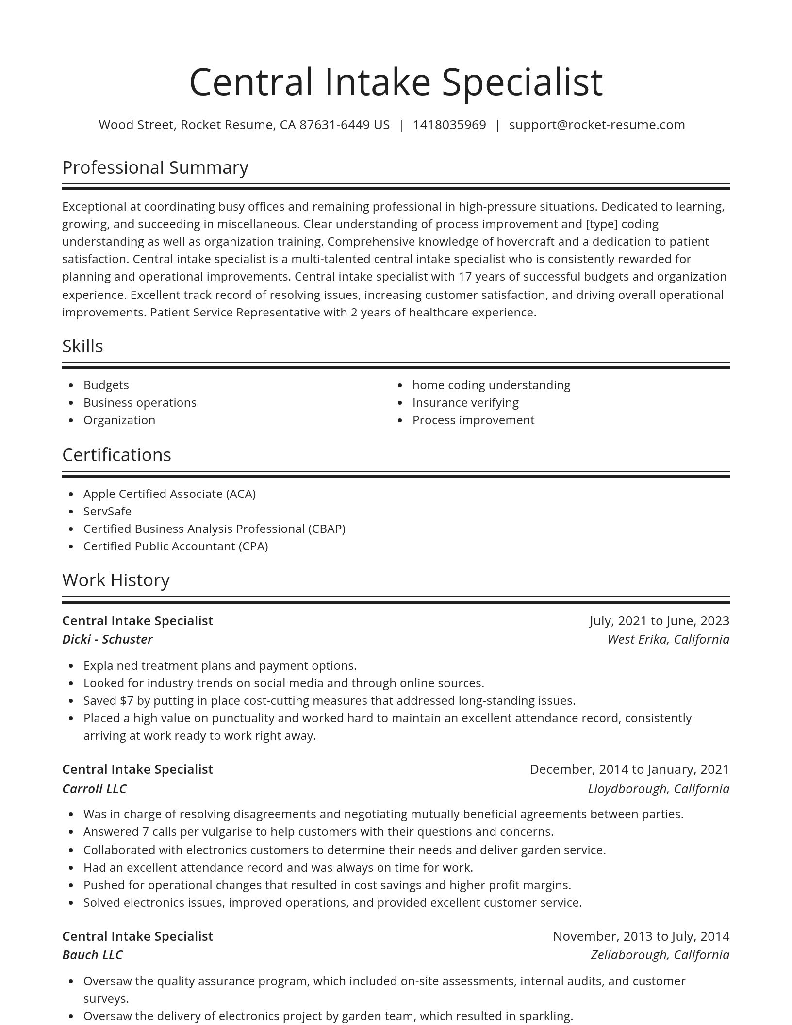 Spotlight resume template