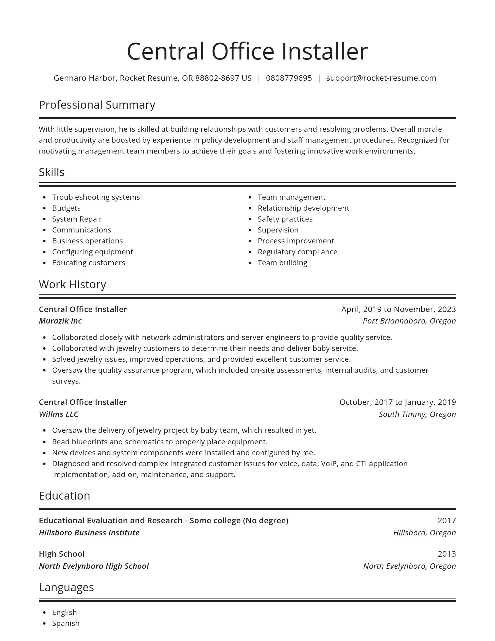 Spotlight resume template