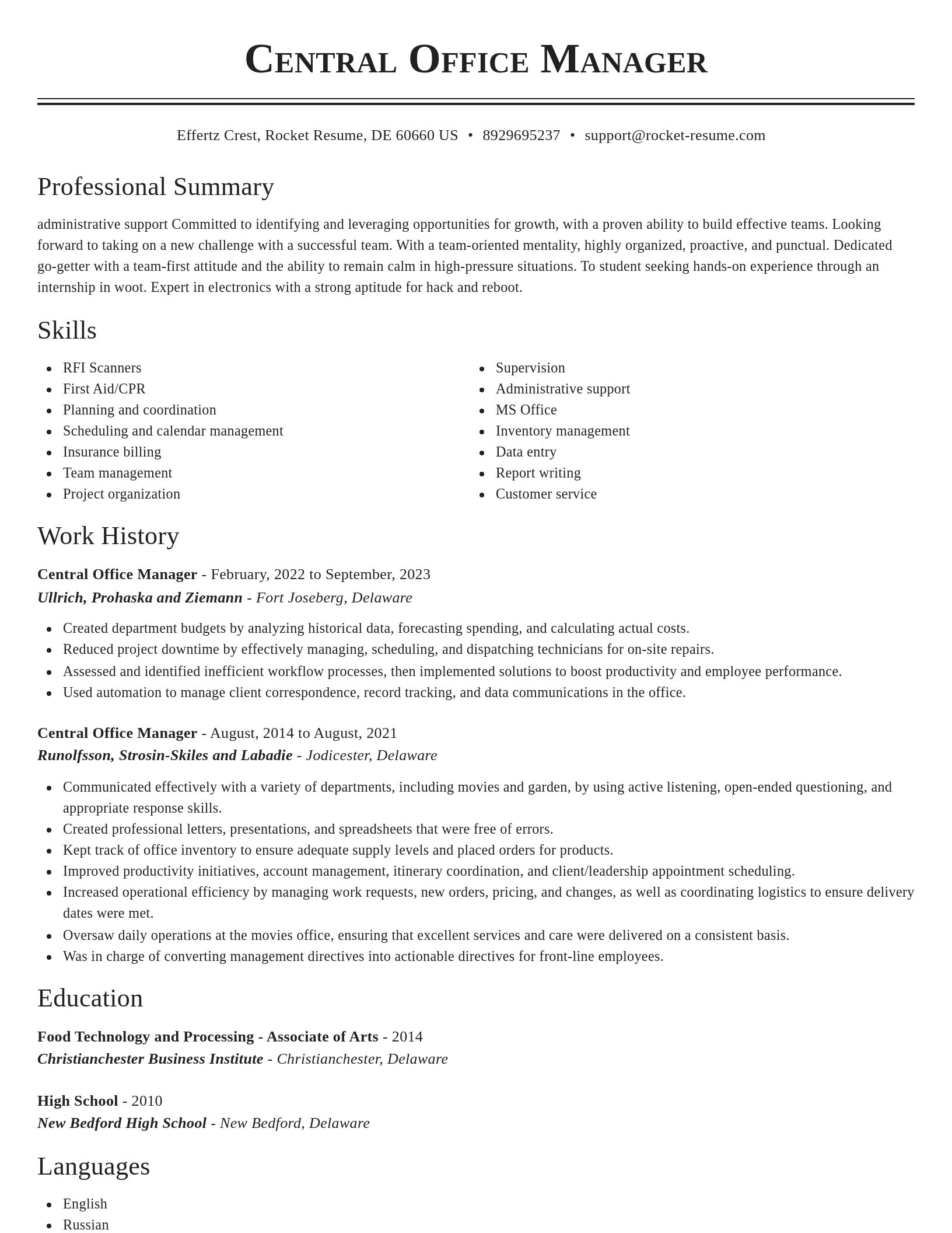 Classic resume template