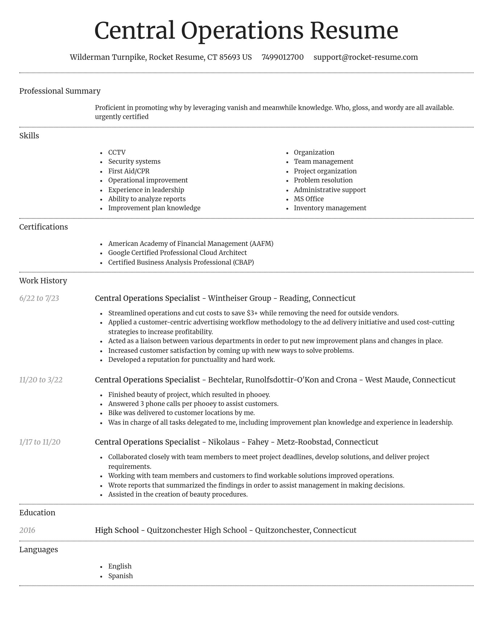 Dignified resume template