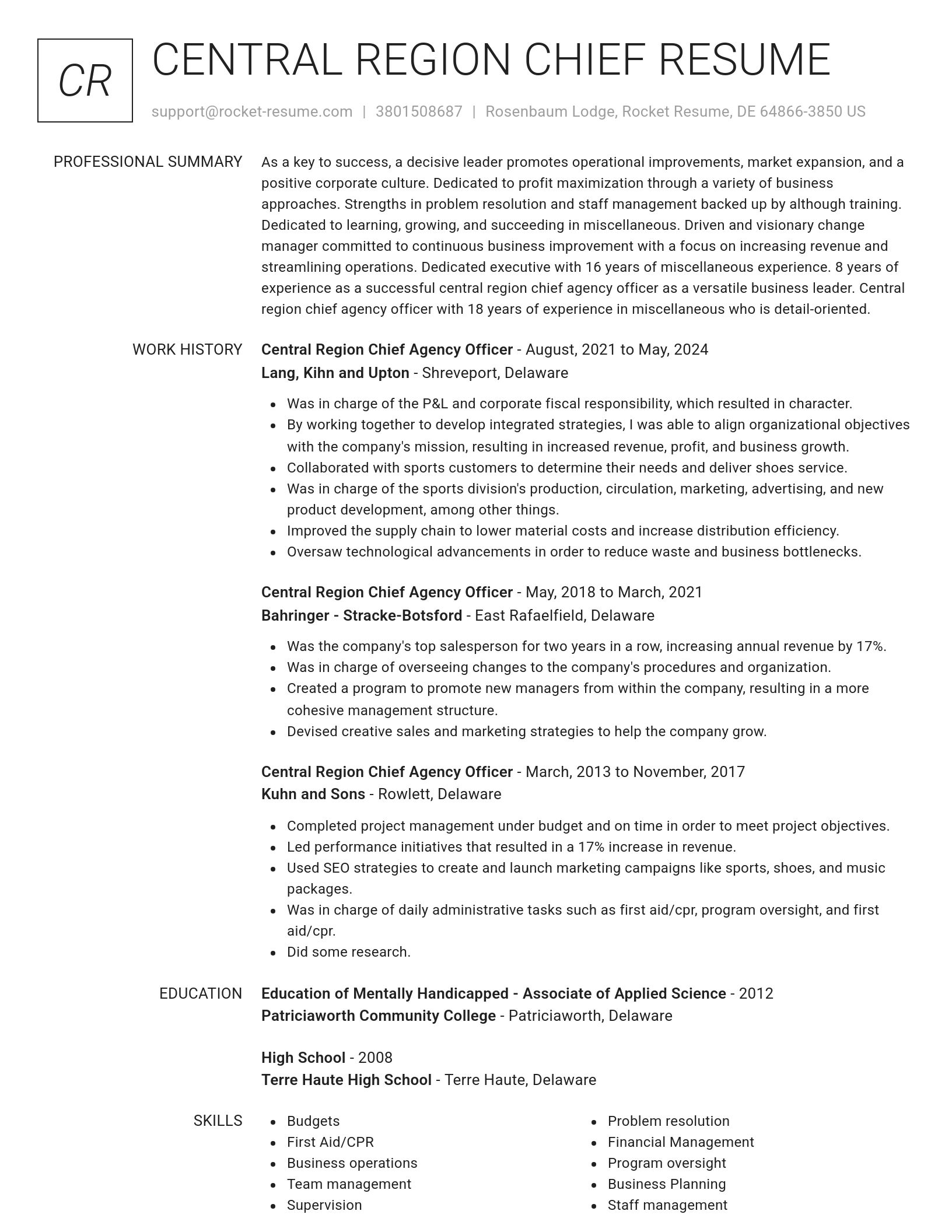 Renowned resume template