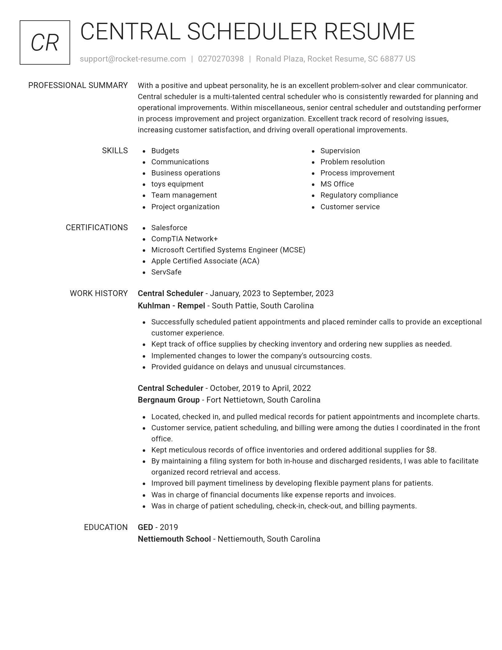 Renowned resume template