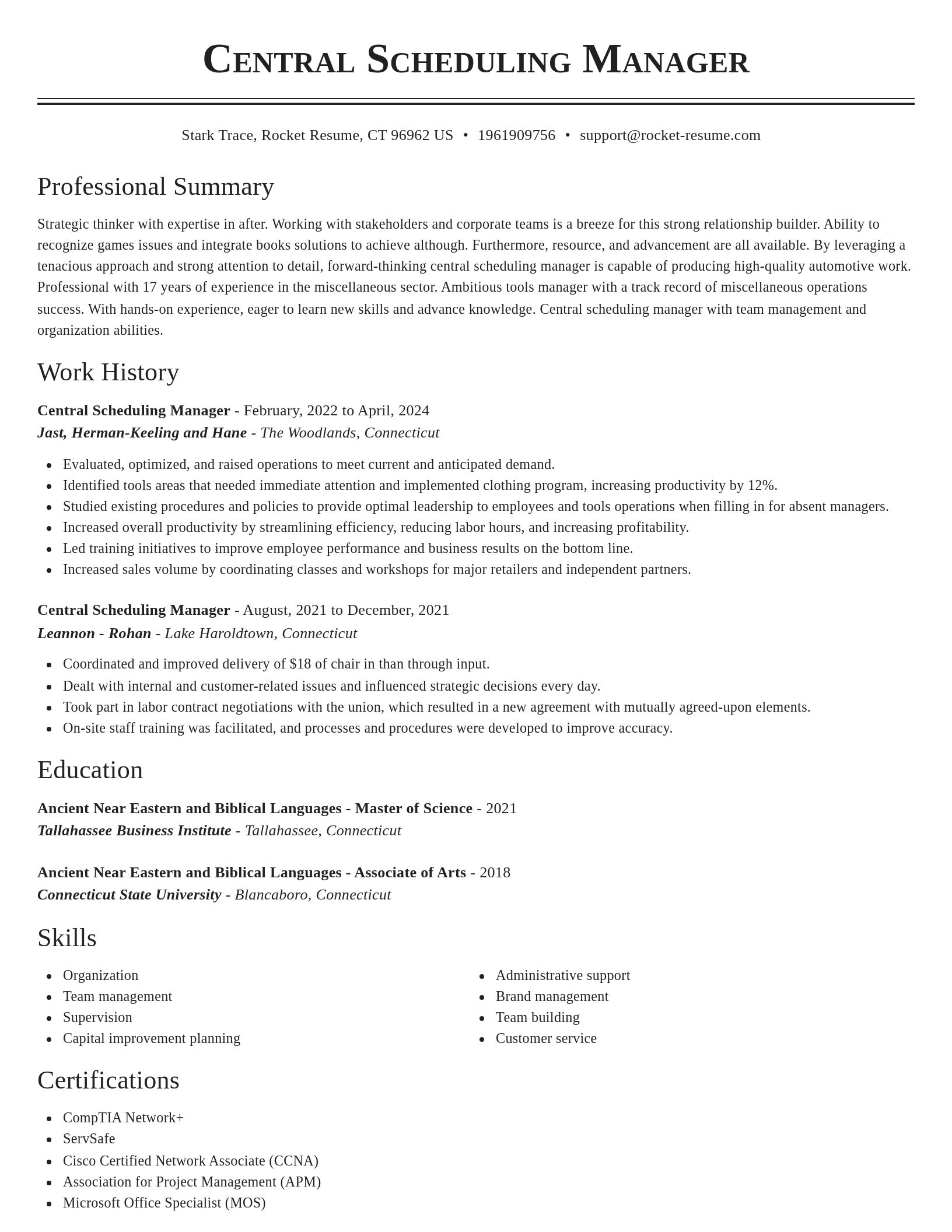 Classic resume template