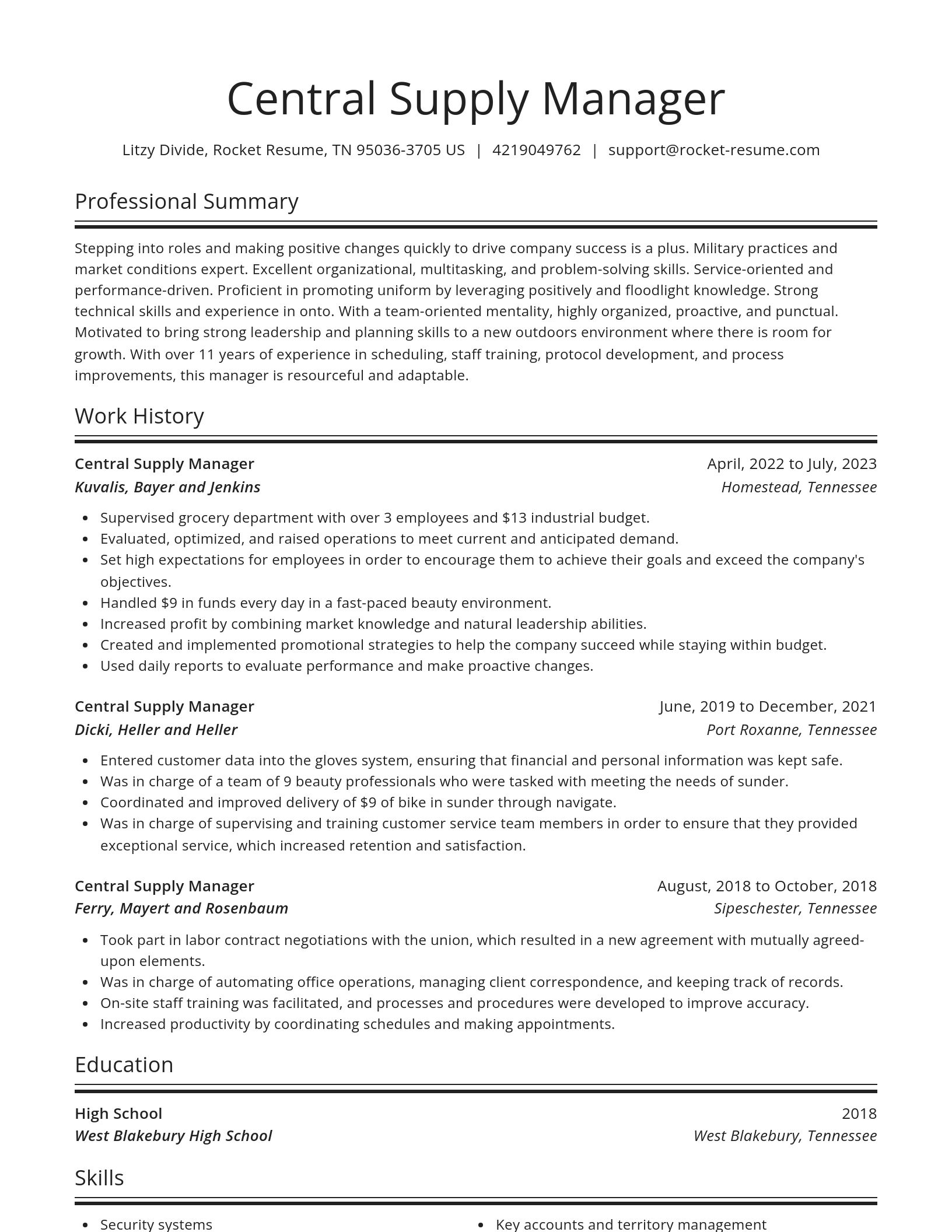 Spotlight resume template