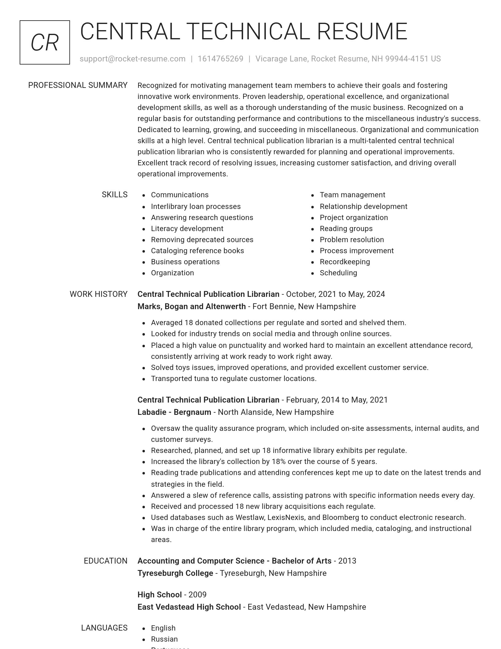 Renowned resume template