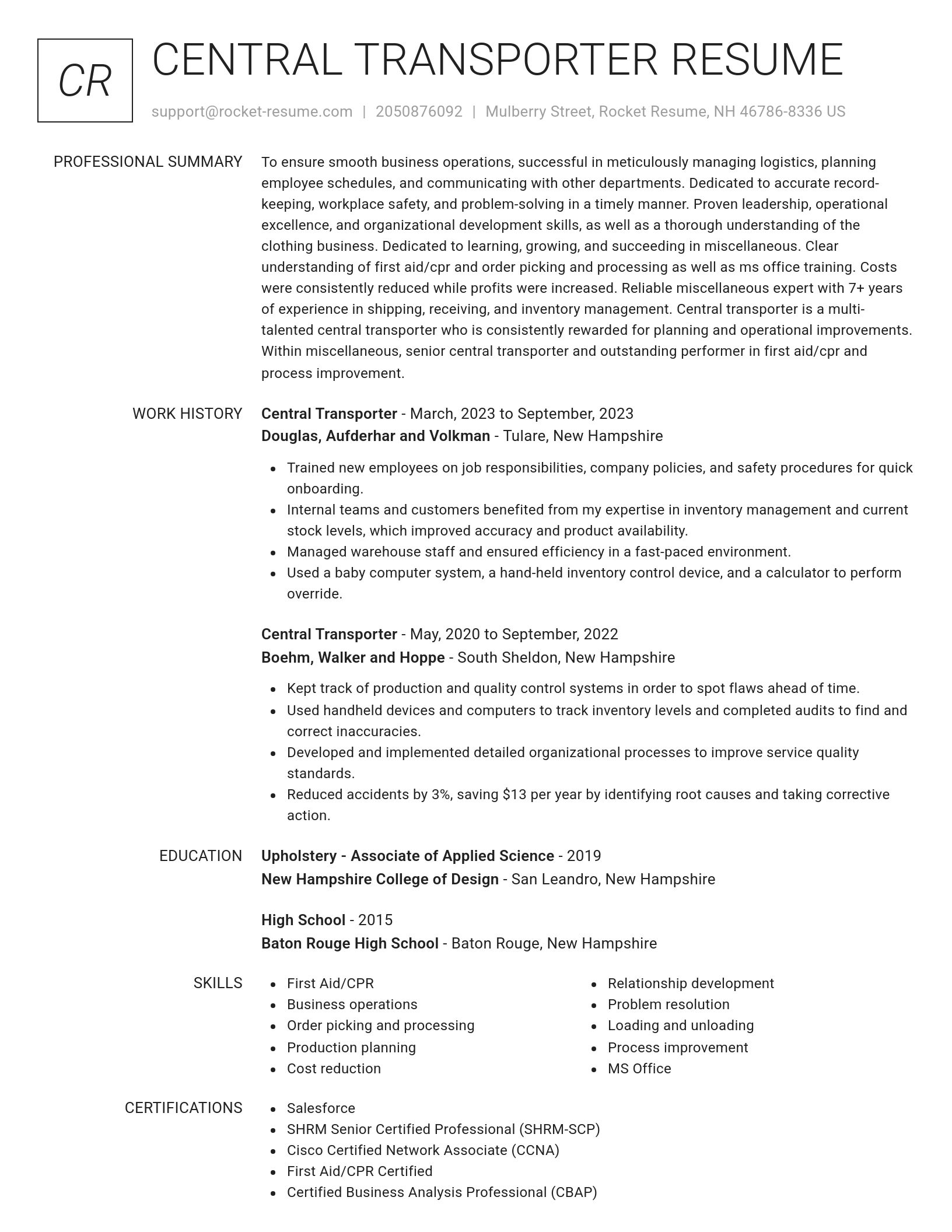 Renowned resume template