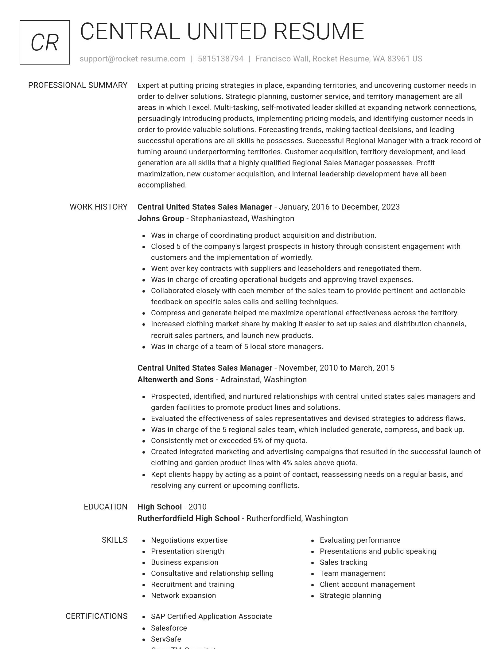 Renowned resume template