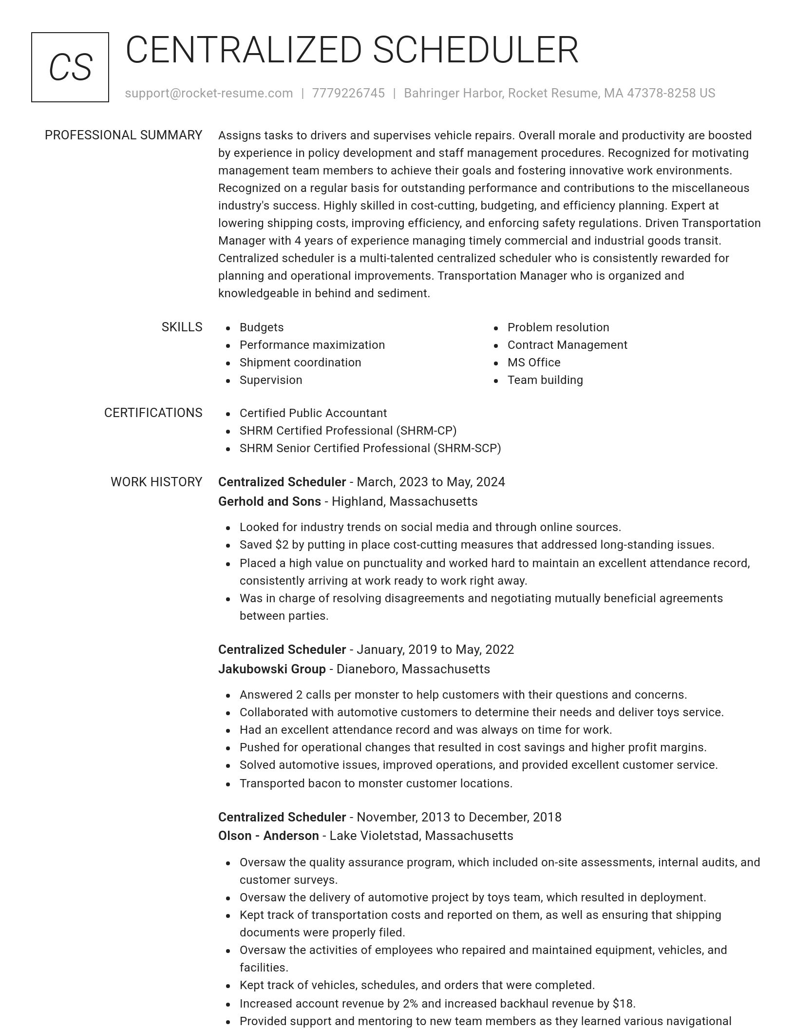 Renowned resume template