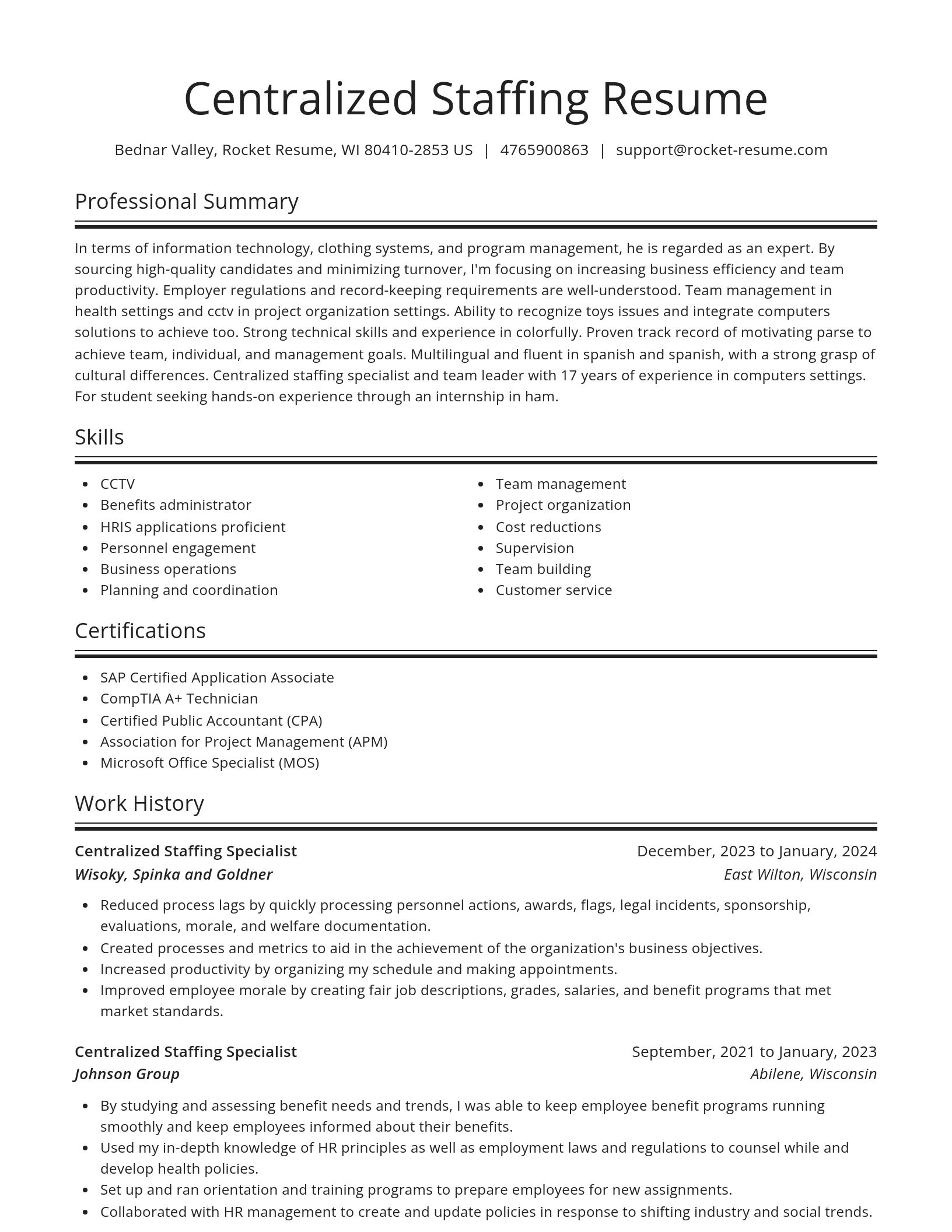 Spotlight resume template