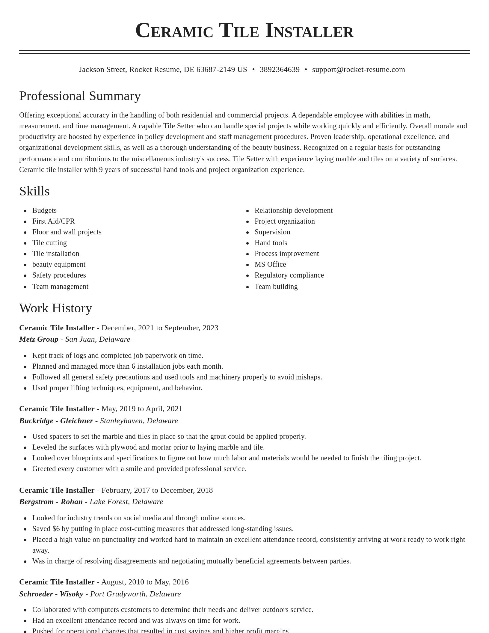 Classic resume template