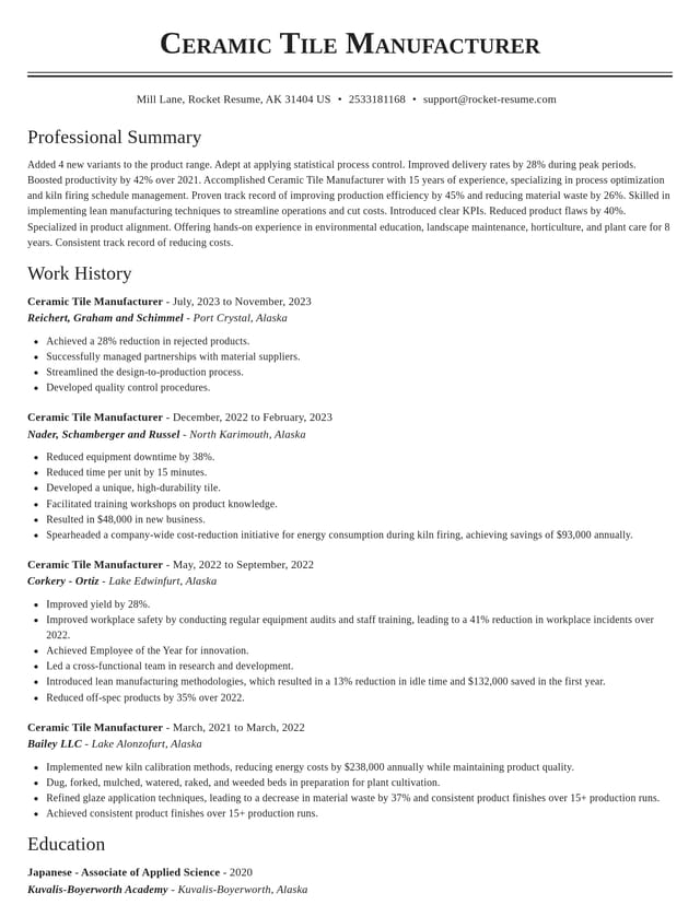 Classic resume template