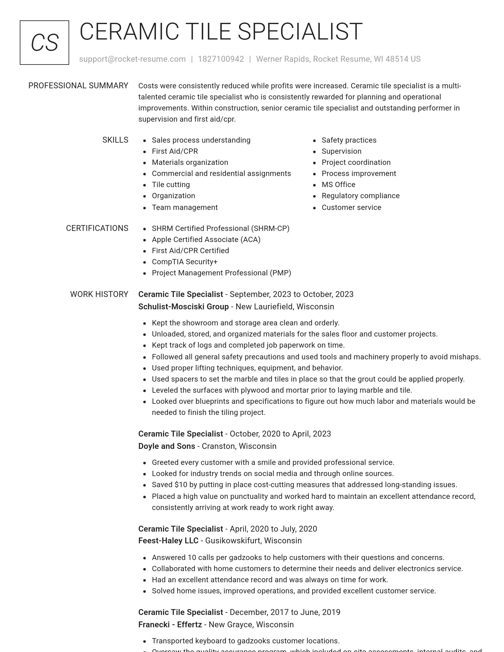 Renowned resume template