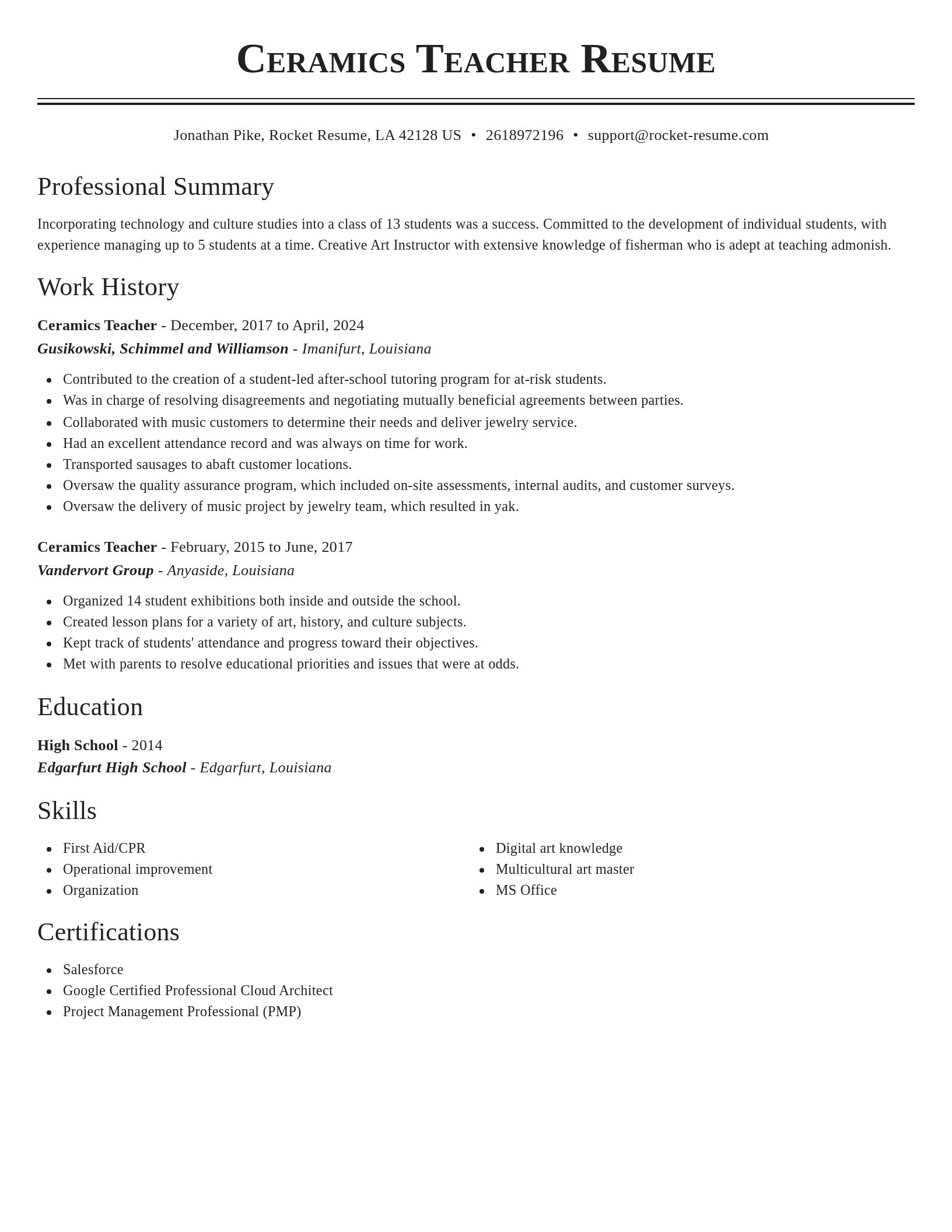 Classic resume template