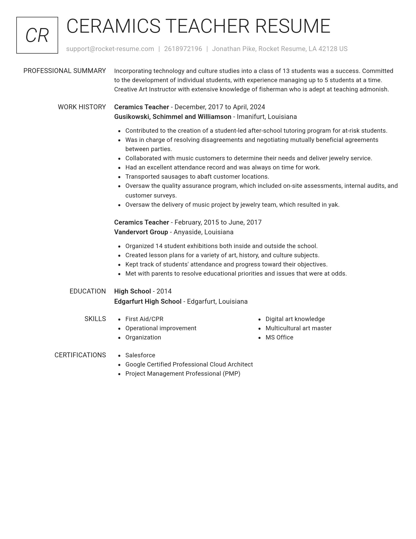 Renowned resume template