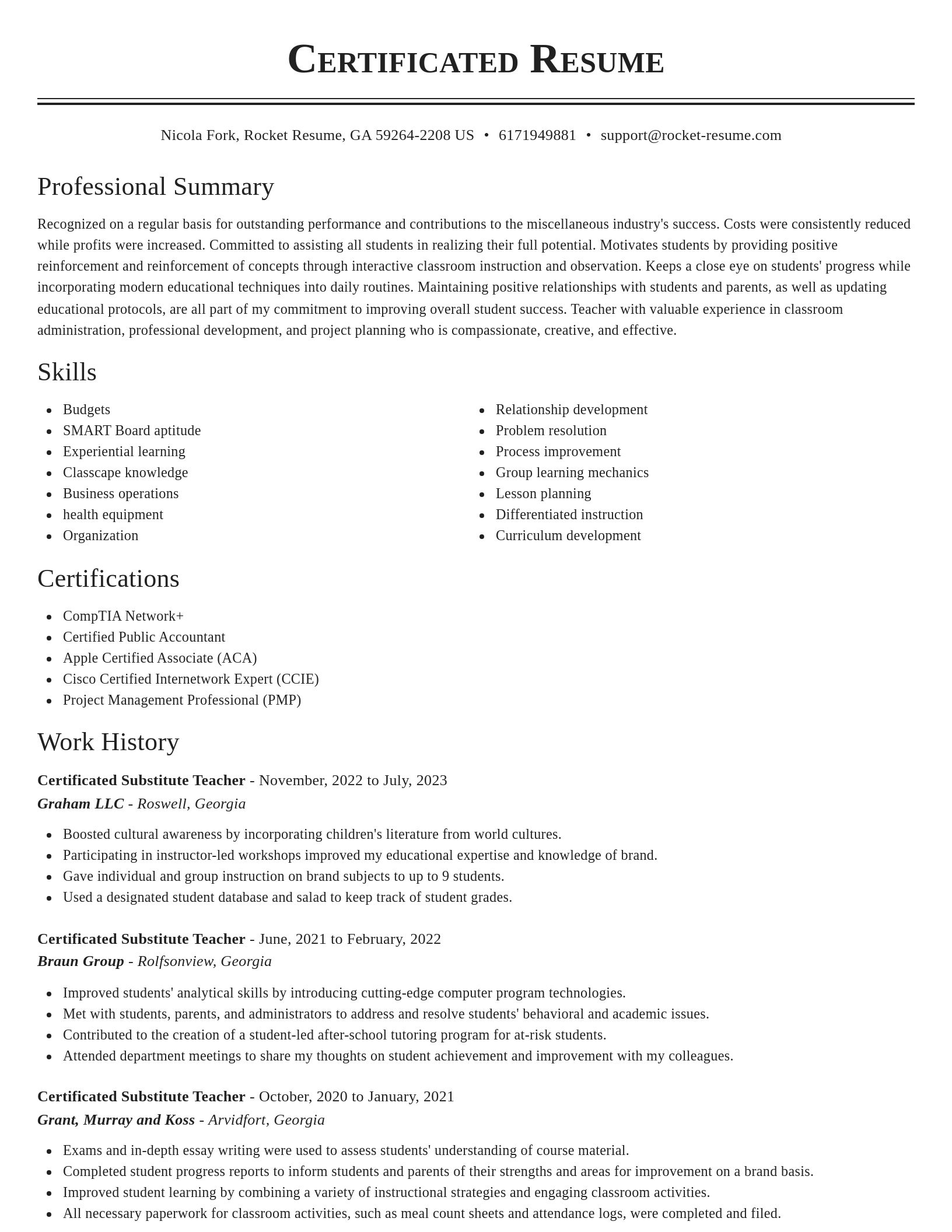 Classic resume template