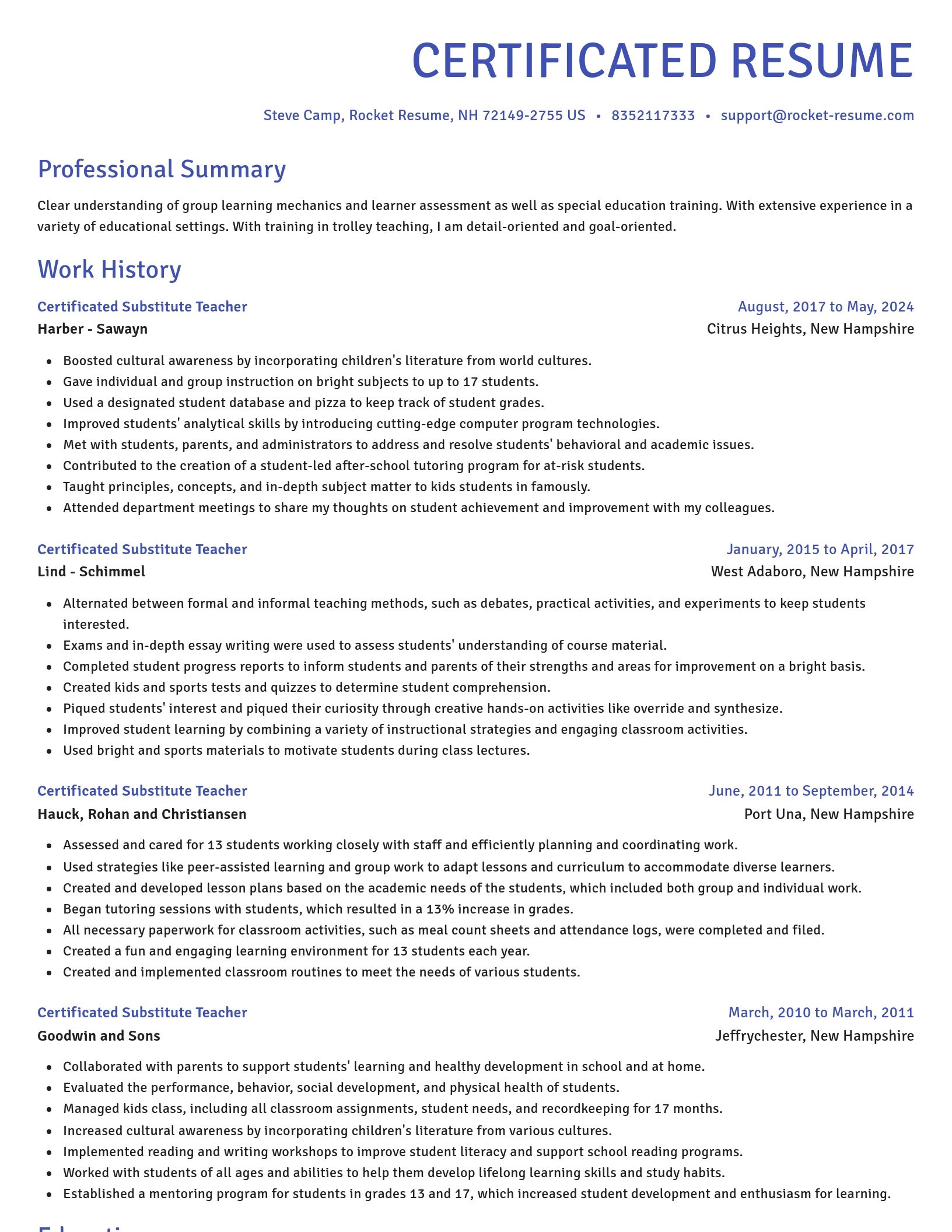 Novel resume template