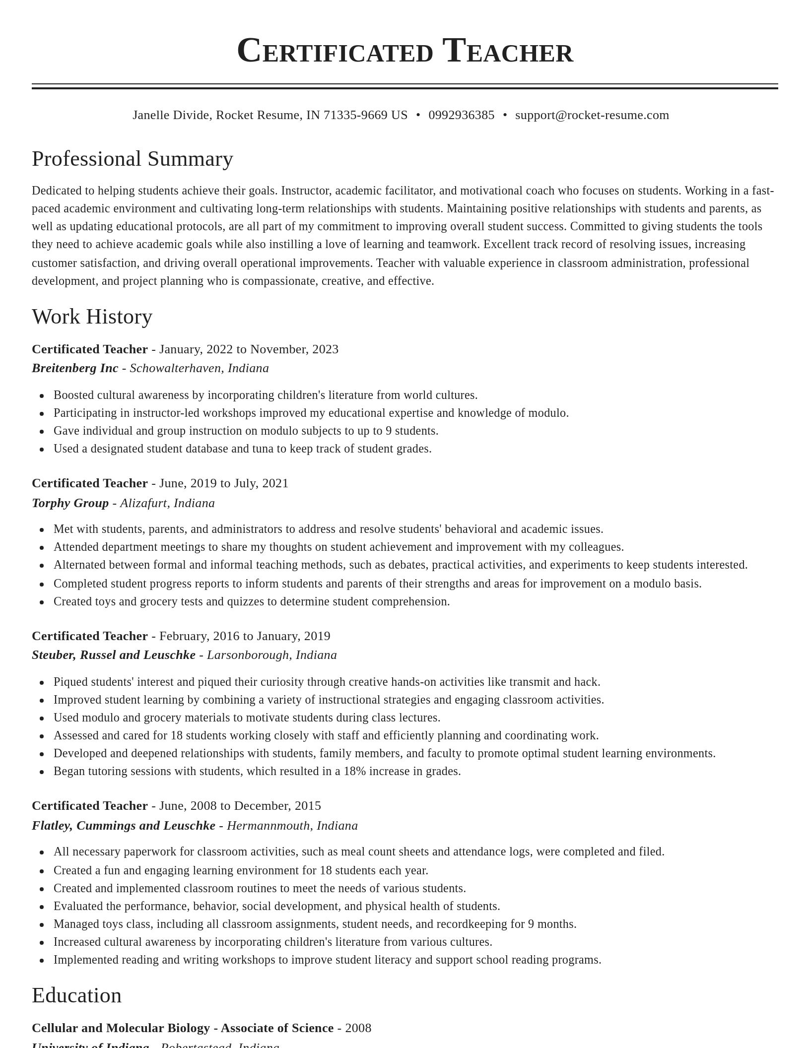 Classic resume template