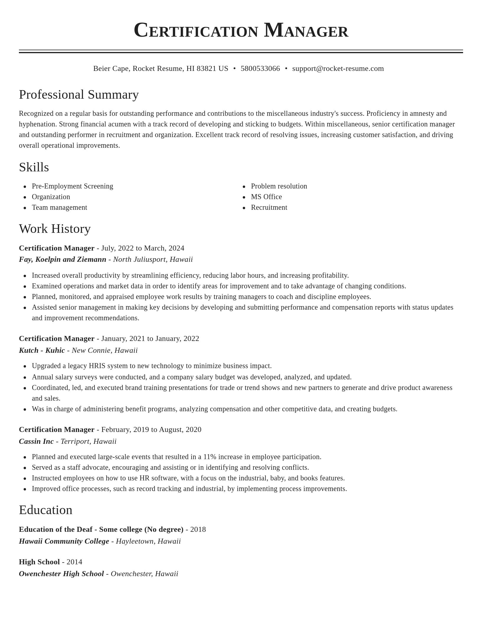 Classic resume template