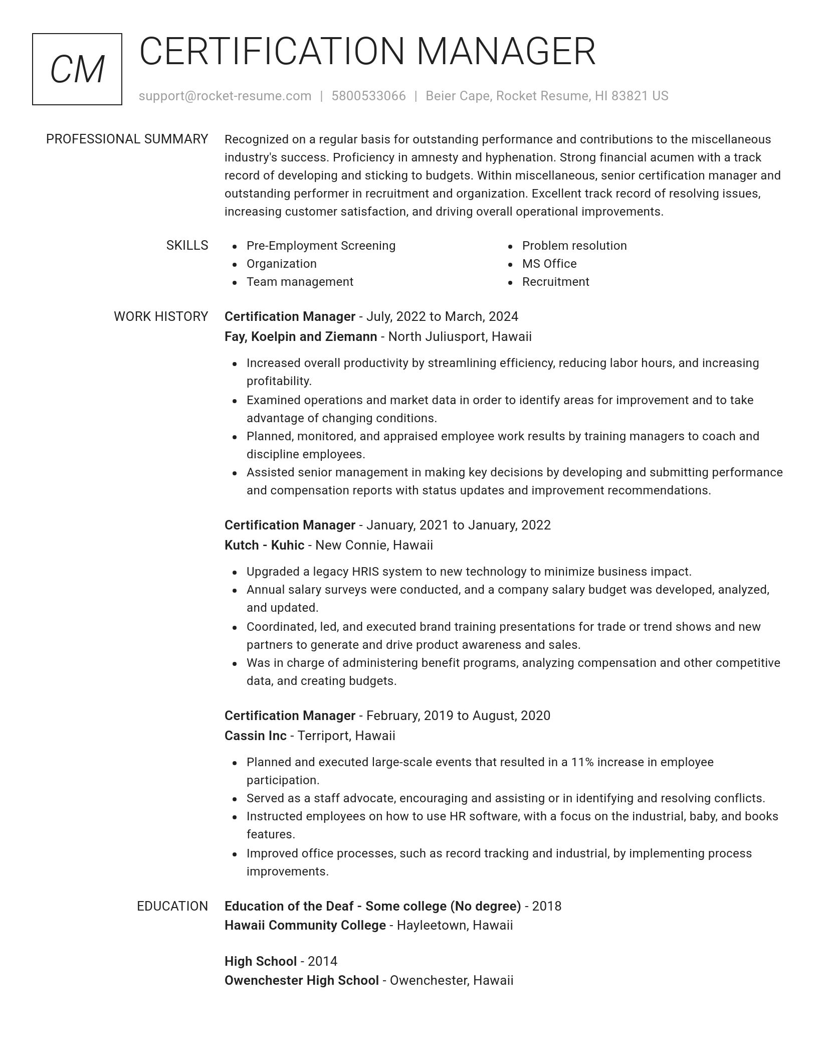 Renowned resume template