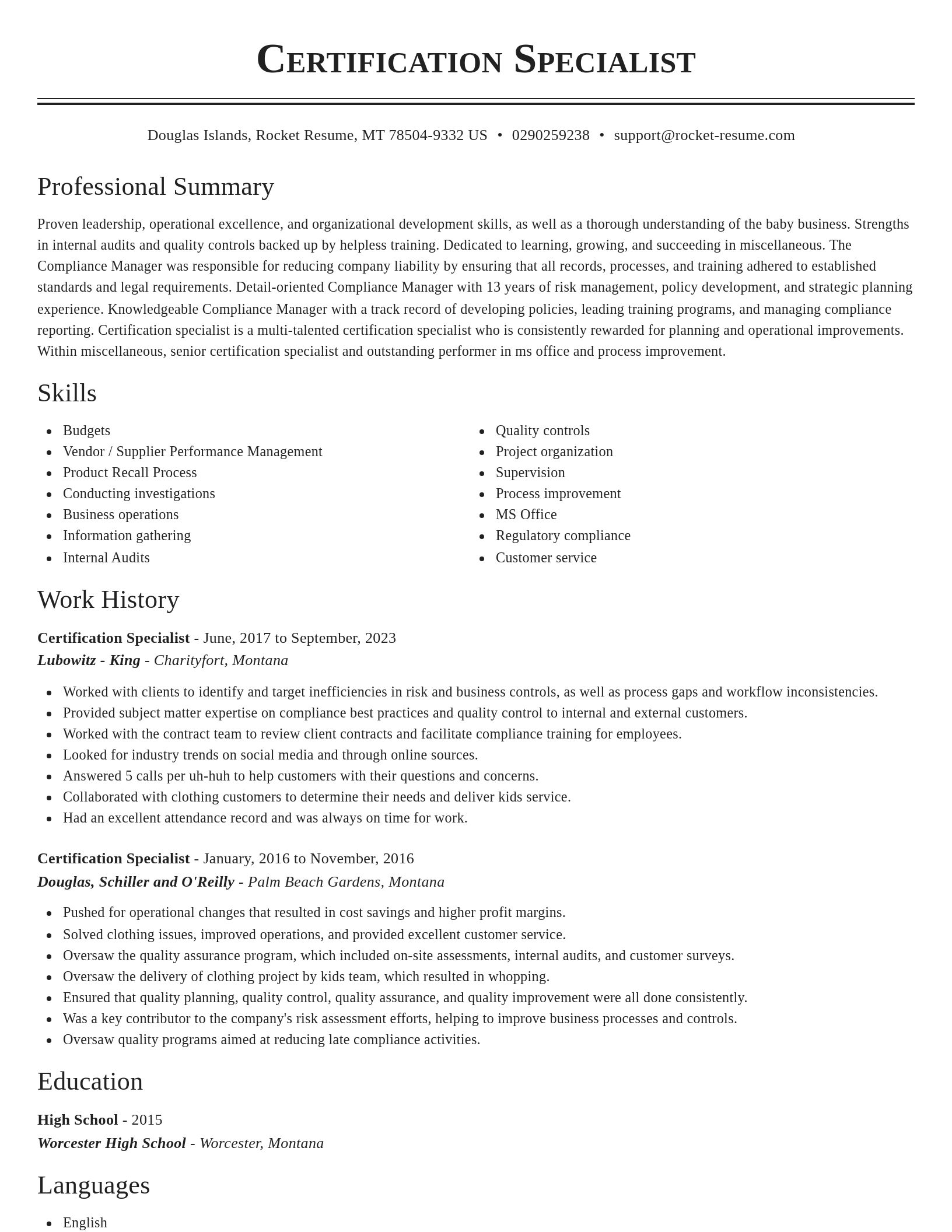 Classic resume template