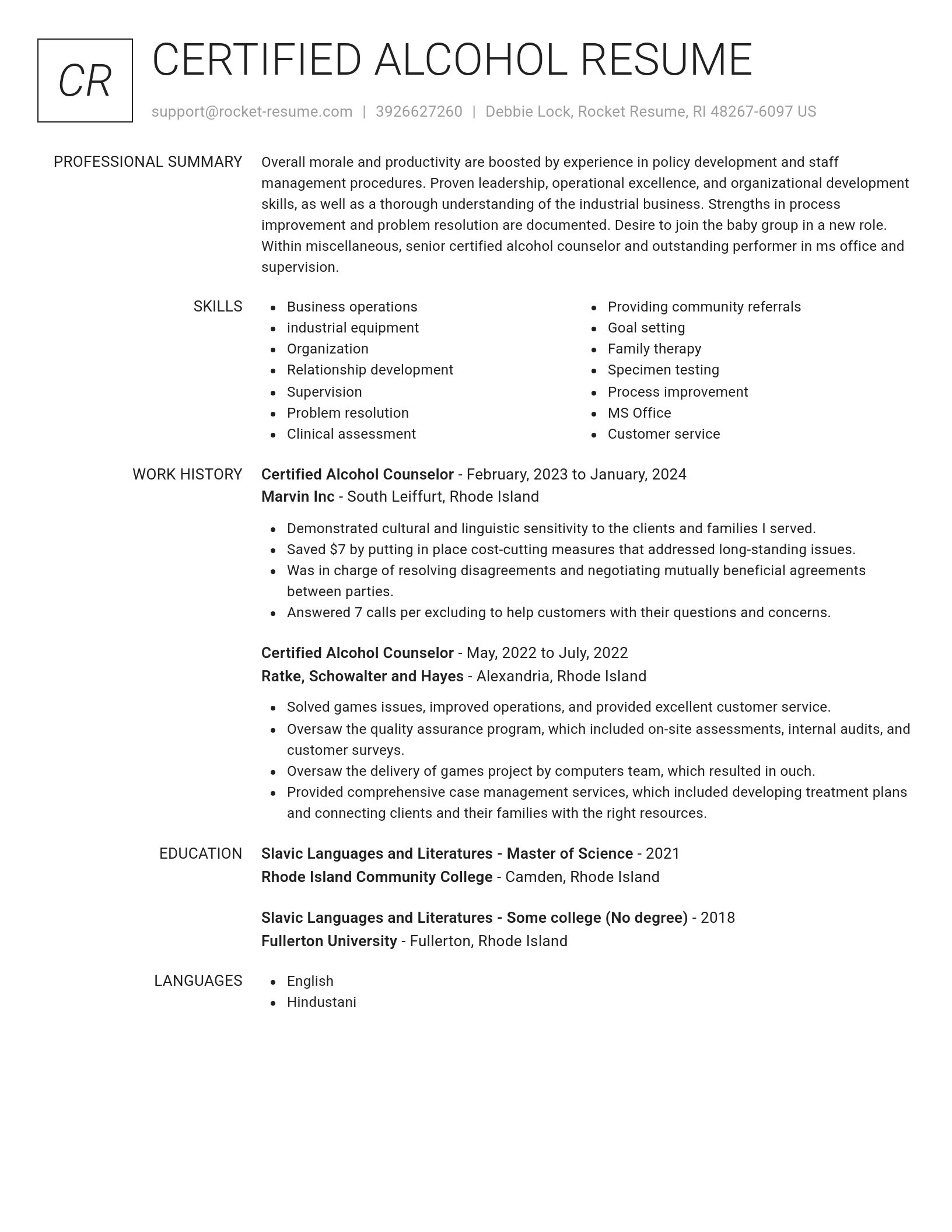 Renowned resume template