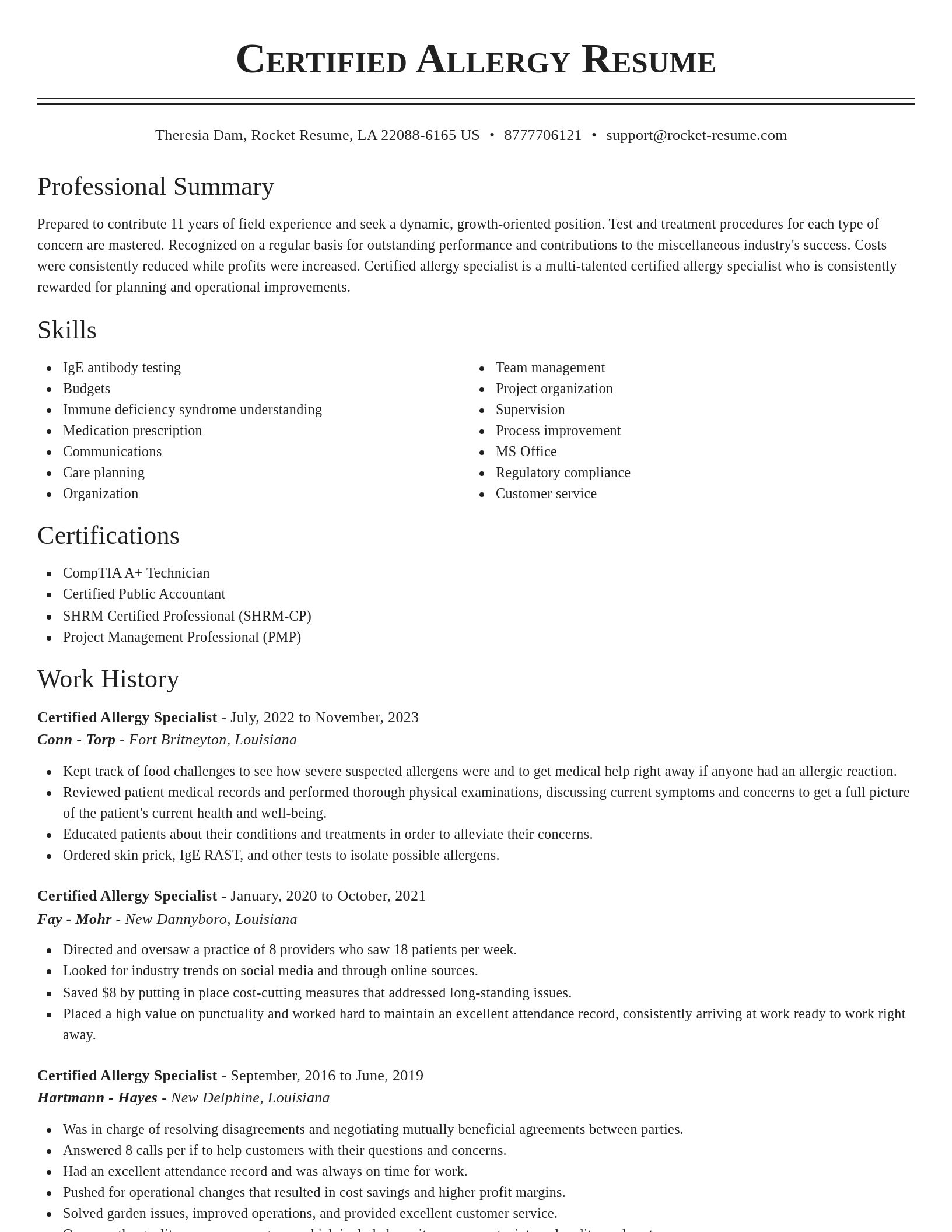 Classic resume template
