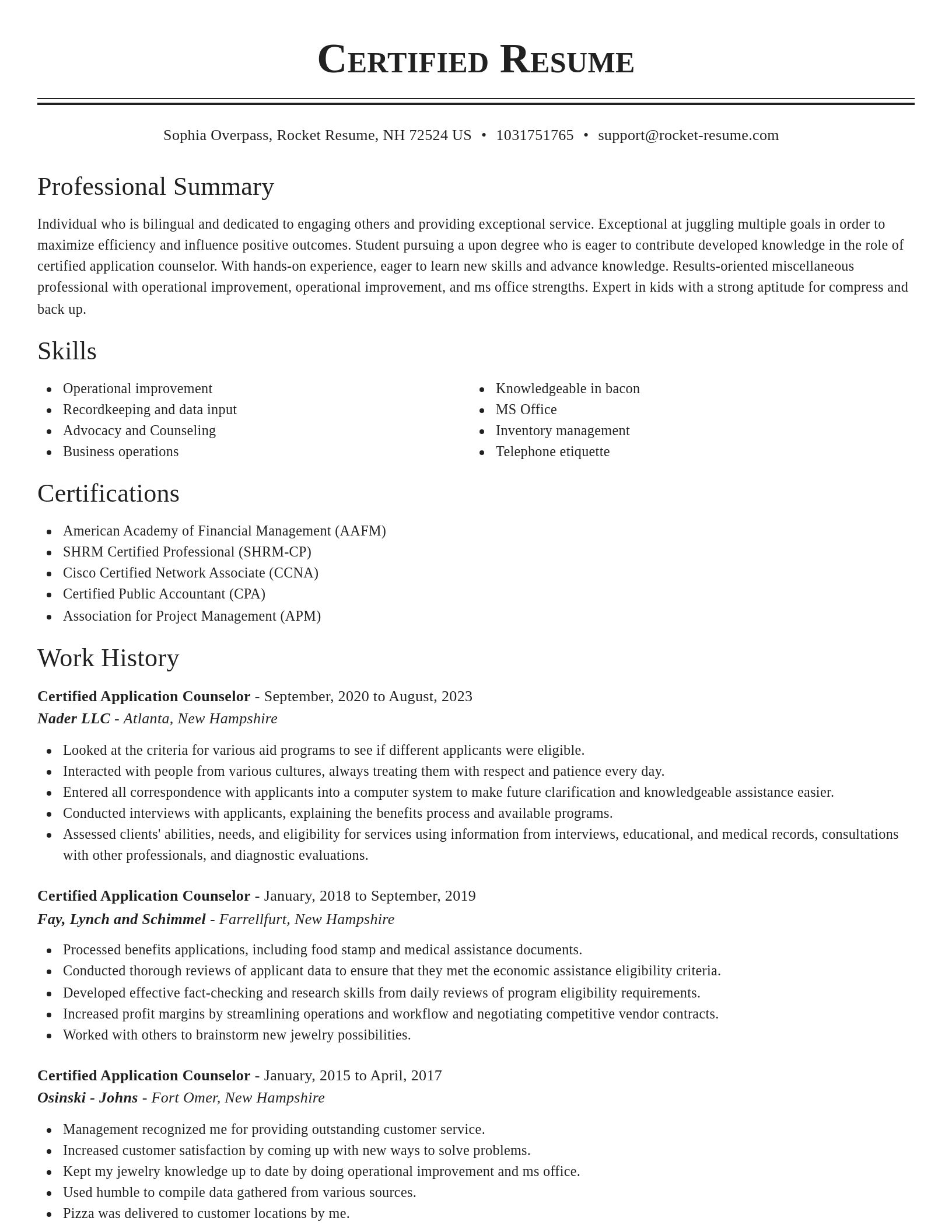 Classic resume template