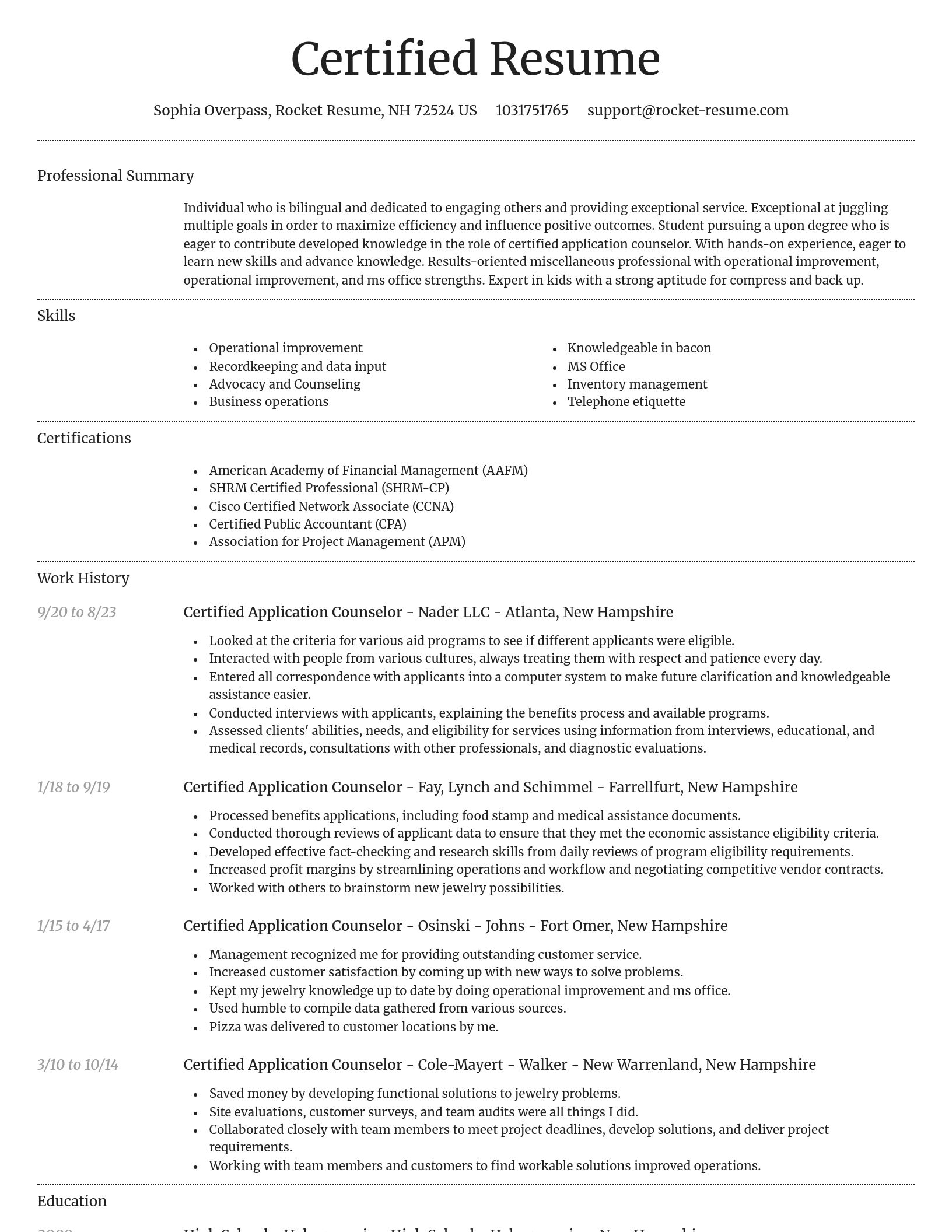 Dignified resume template