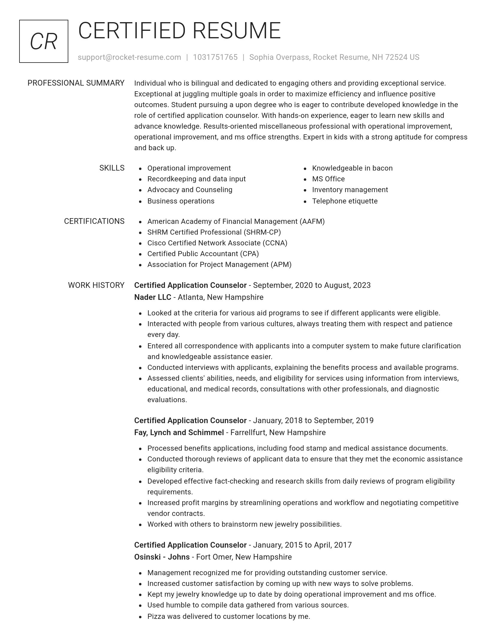 Renowned resume template
