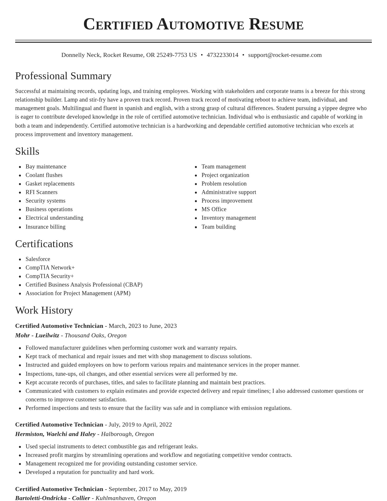 Classic resume template